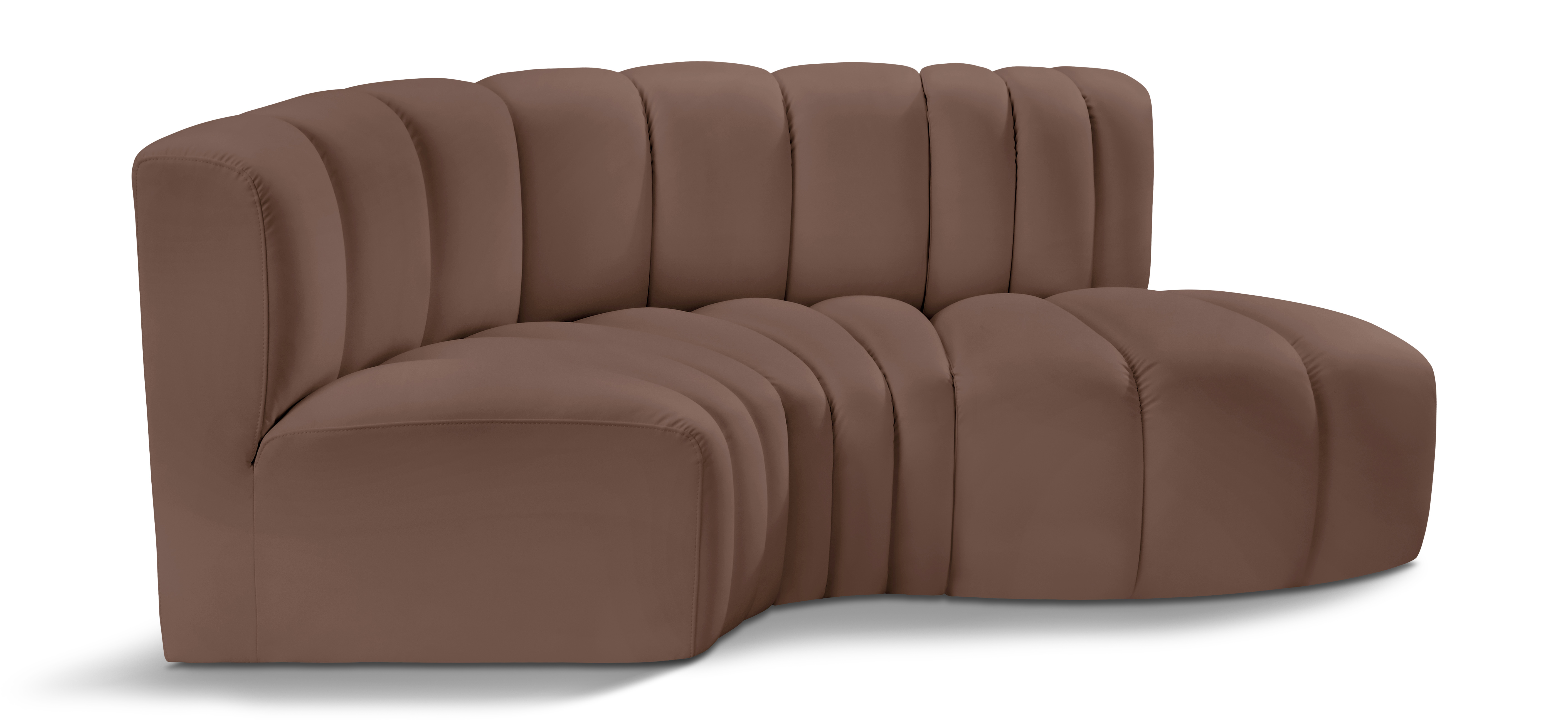 Meridian Furniture Arc Brown Vegan Leather 3pc Sofa MRD-101BROWN-S3D