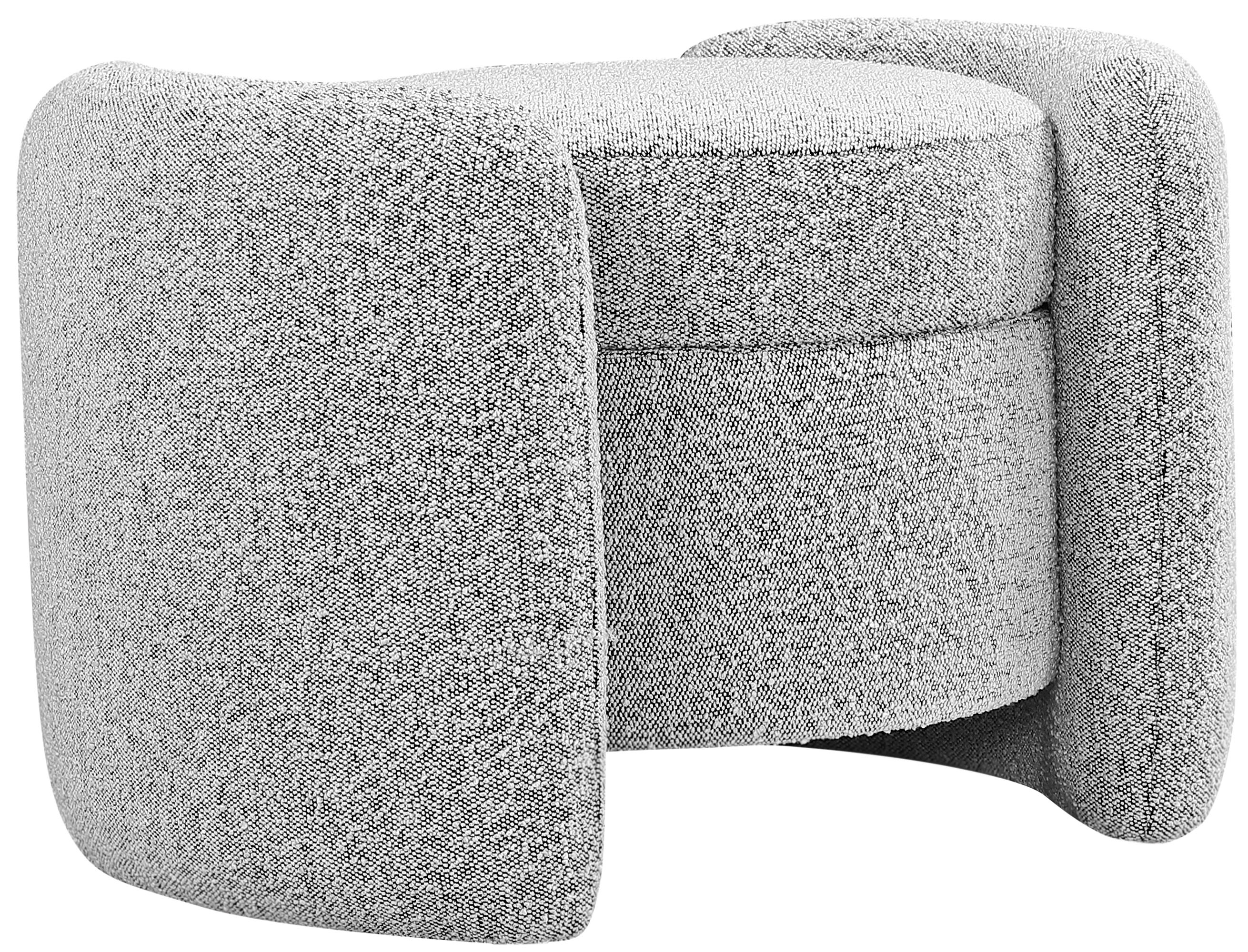 Meridian Furniture Horizon Grey Boucle Fabric Ottoman