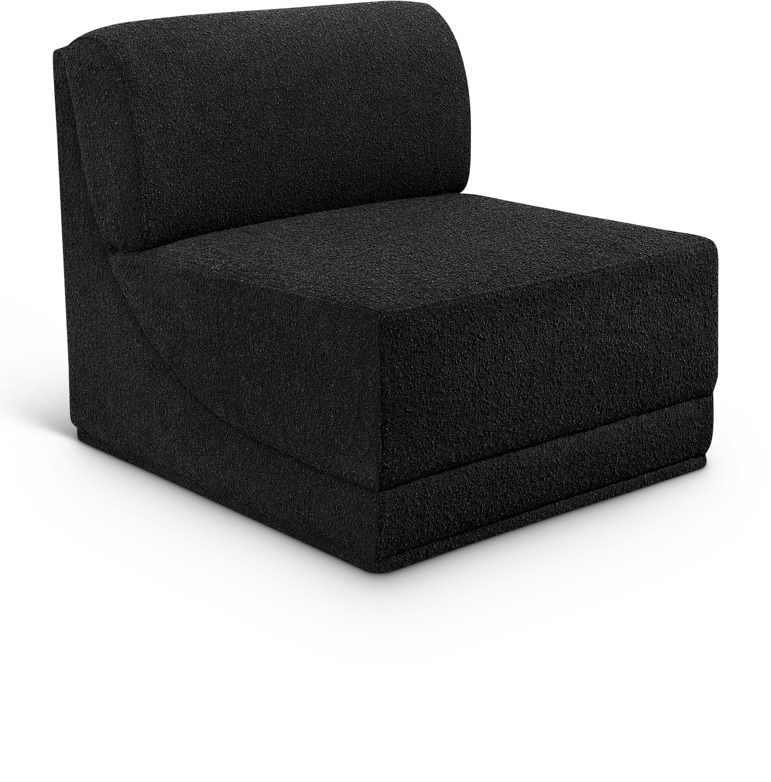 Meridian Furniture Ollie Black Boucle Fabric Armless Chair