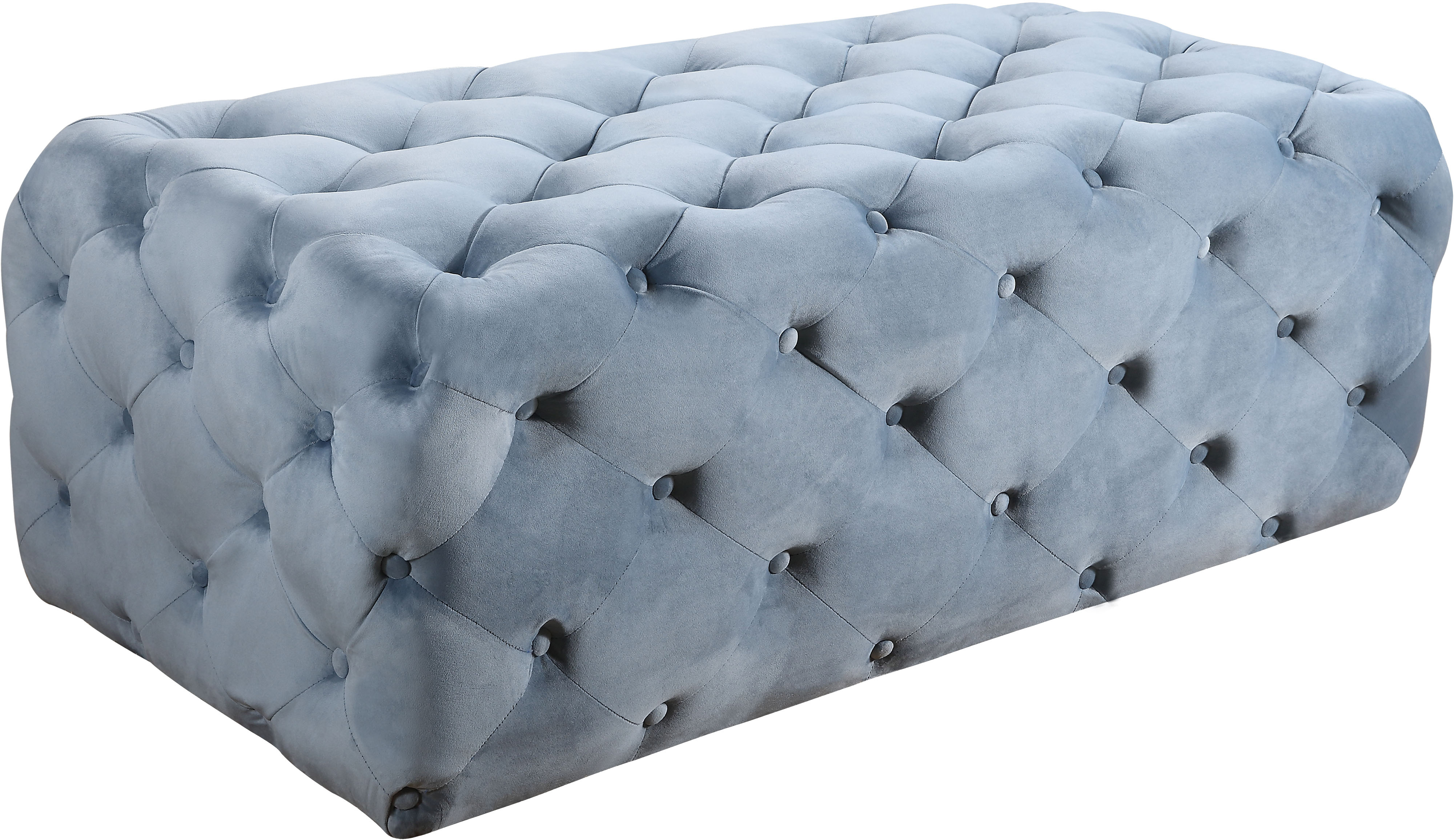 Meridian Furniture Casey Sky Blue Velvet Ottoman