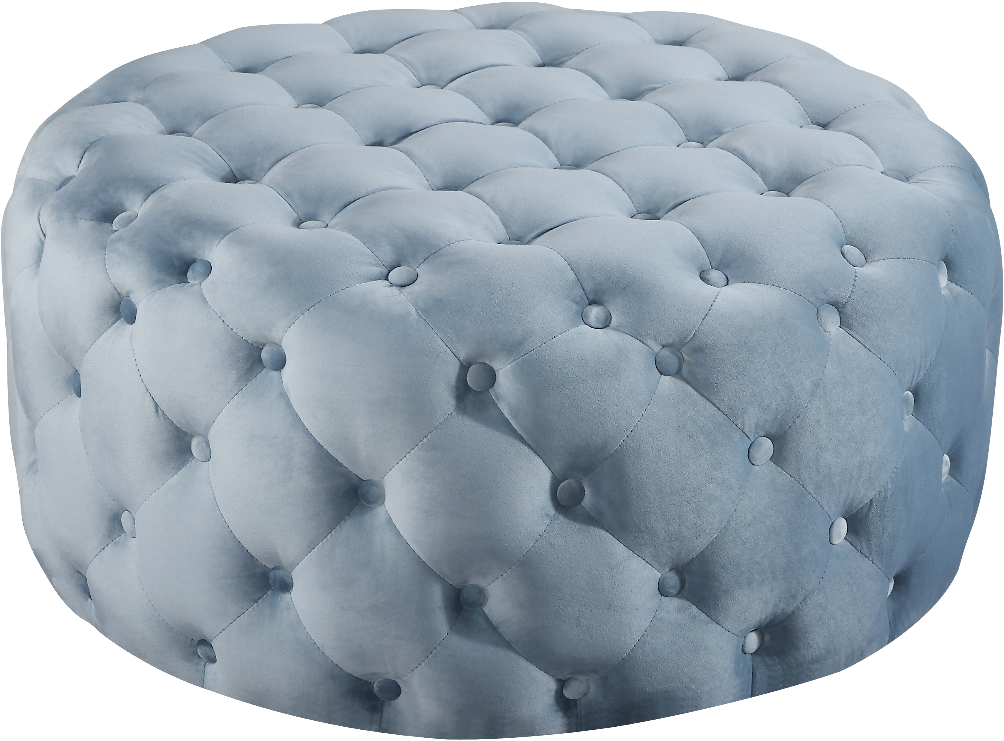 Design Edge Inverell  Sky Blue Velvet Ottoman