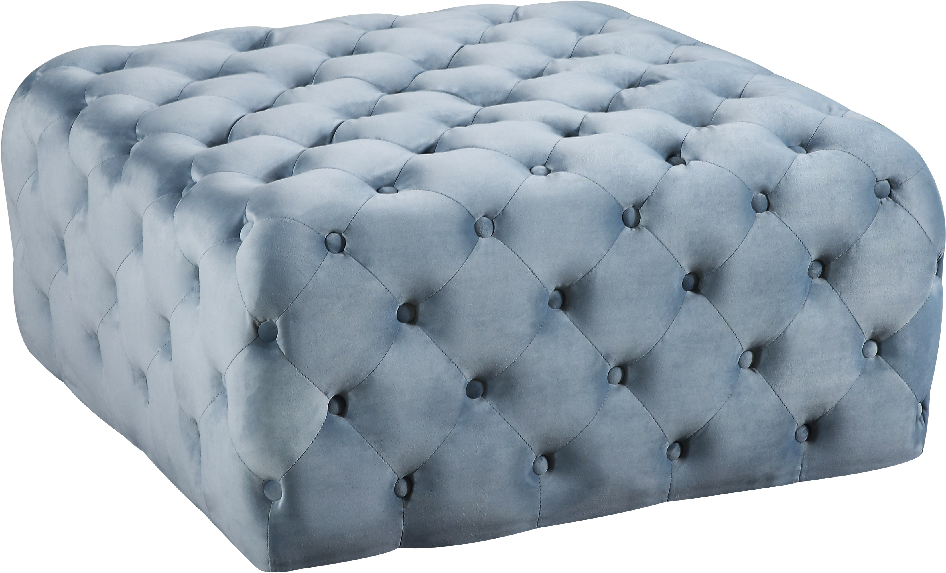 Design Edge Kurrajong  Sky Blue Velvet Ottoman