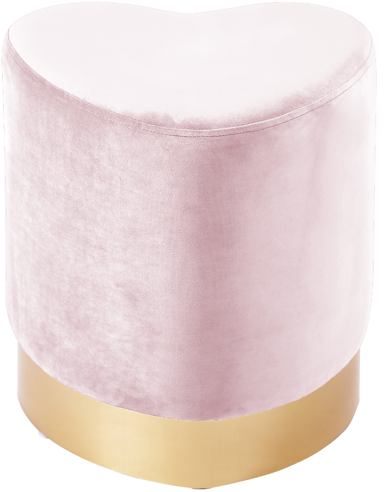 Meridian Furniture Heart Pink Velvet Ottoman Stool