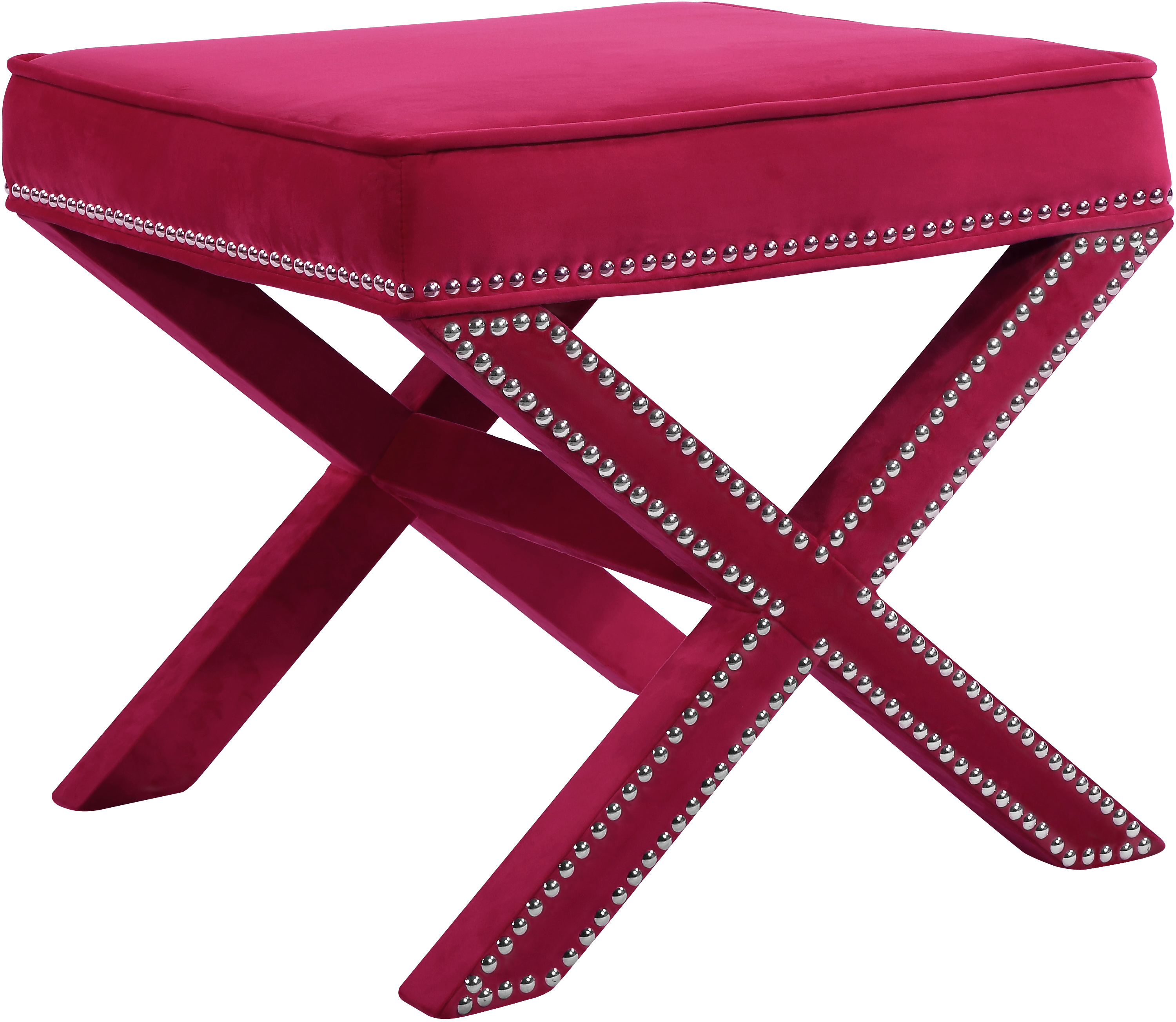 Design Edge Ayr  Pink Velvet Ottoman
