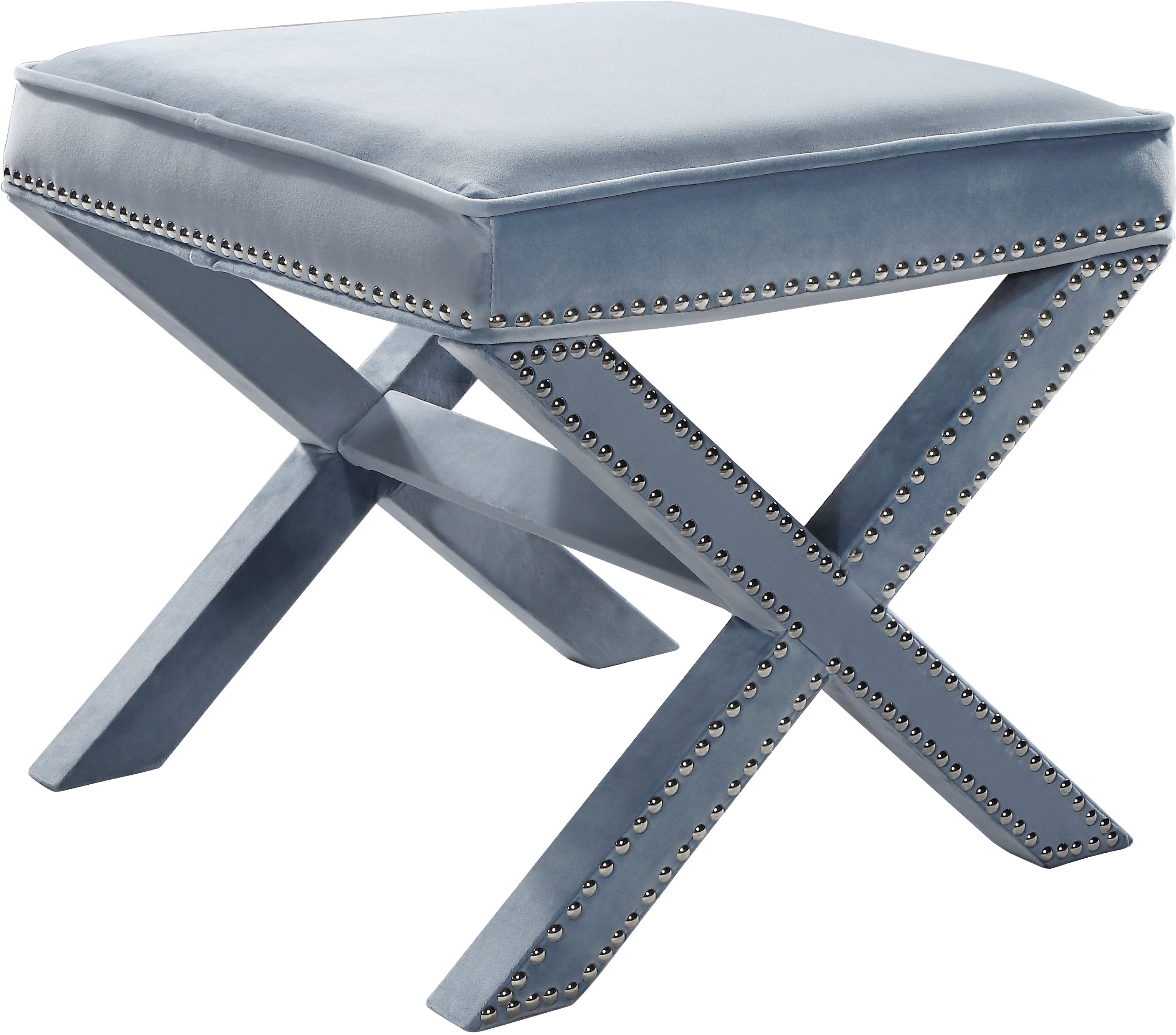 Meridian Furniture Nixon Sky Blue Velvet Ottoman