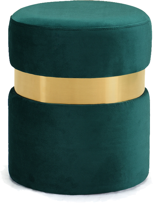 Meridian Furniture Hailey Green Velvet Gold Ottoman Stool