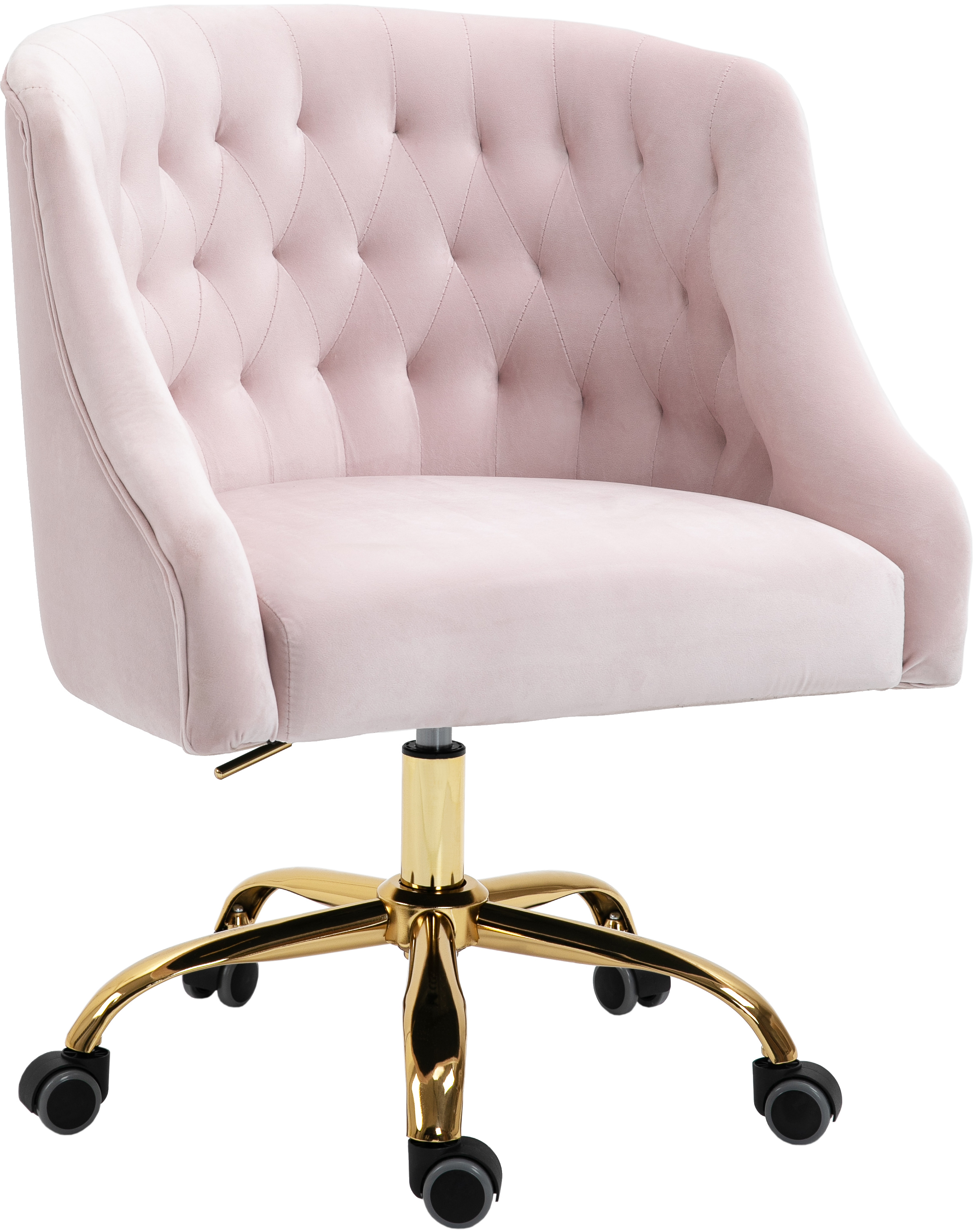 Meridian Furniture Arden Pink Velvet Gold Office Chair