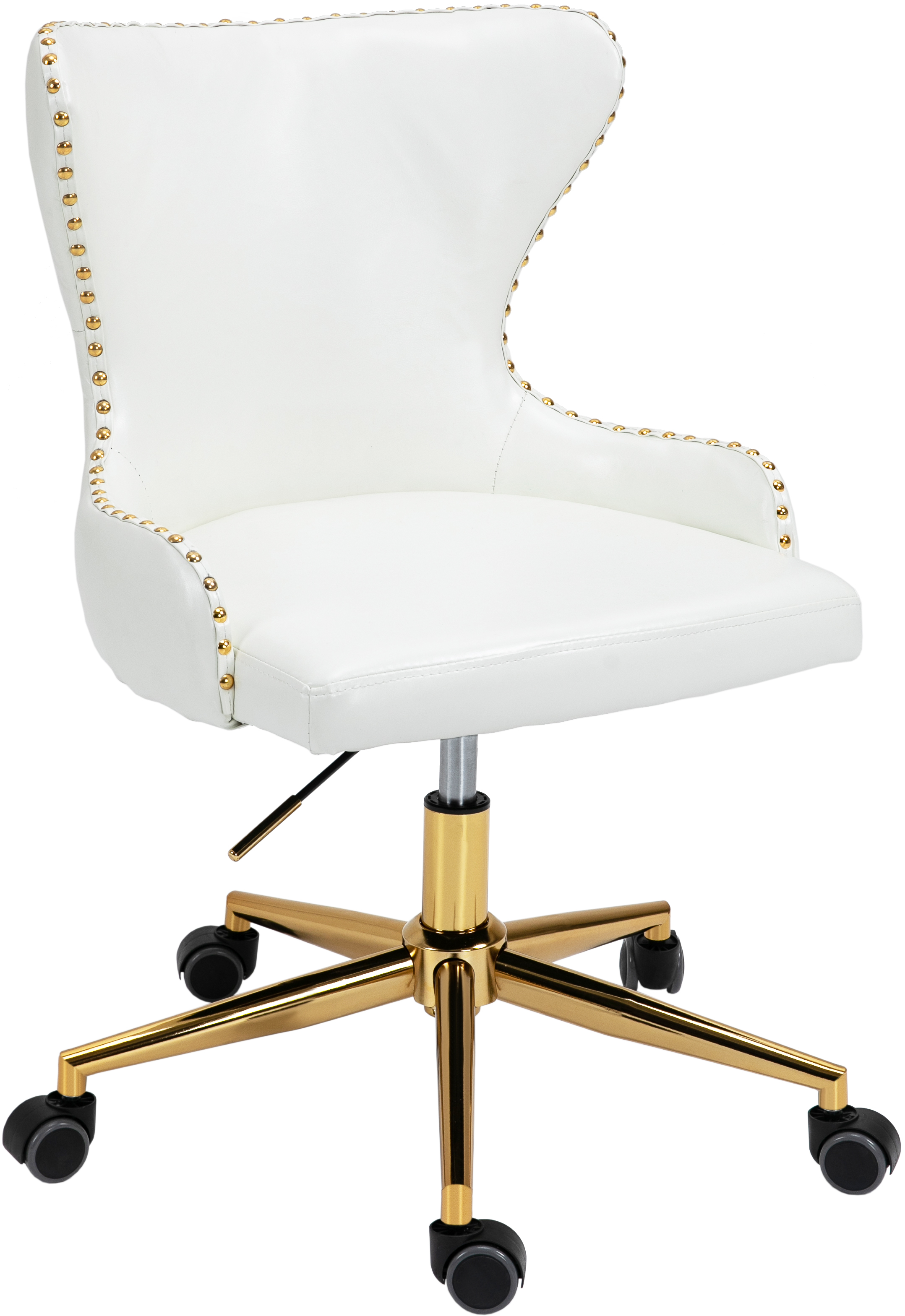 Meridian Furniture Hendrix White Vegan Leather Gold Office Chair