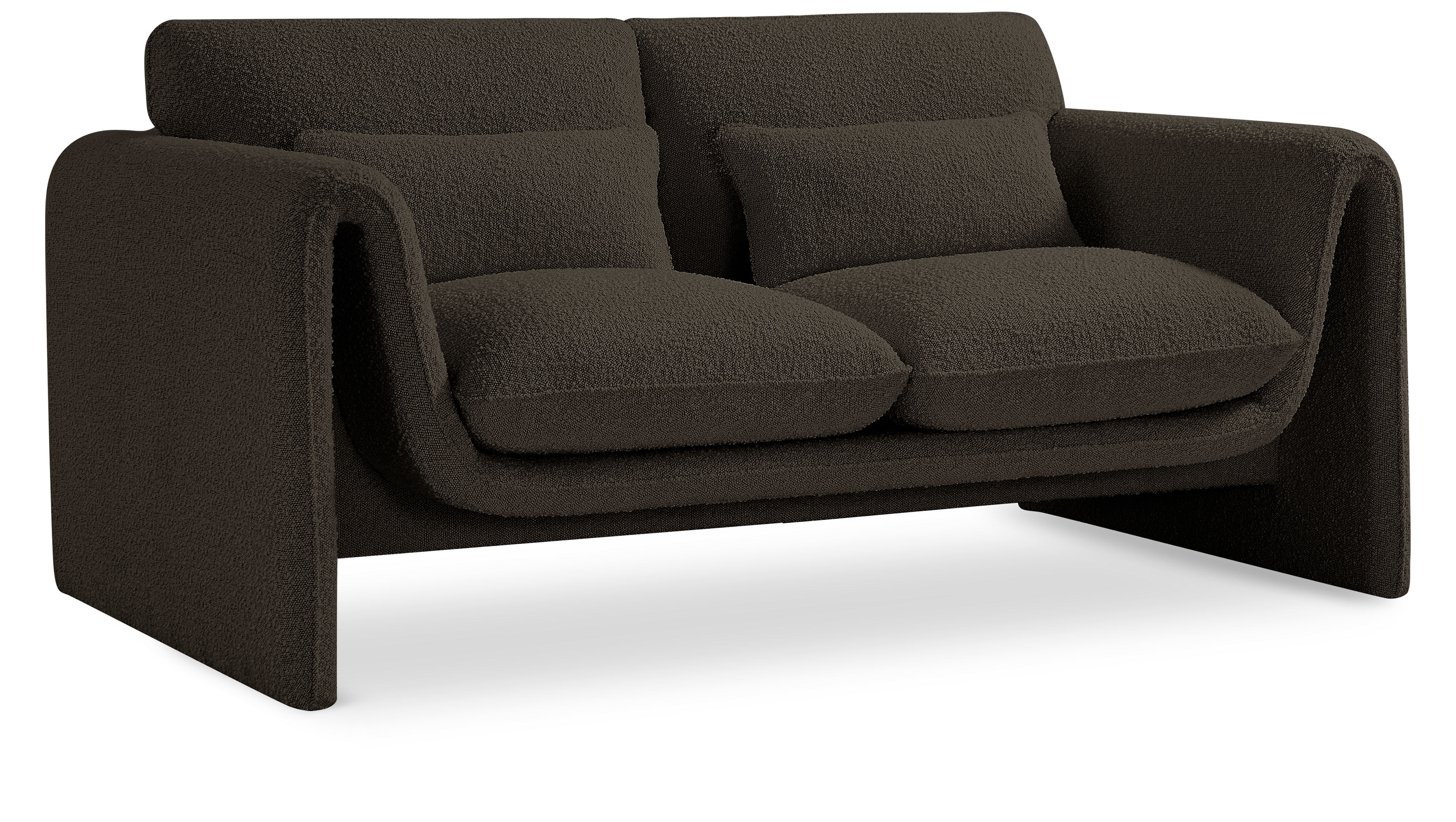 Stylus Brown Boucle Fabric Loveseat