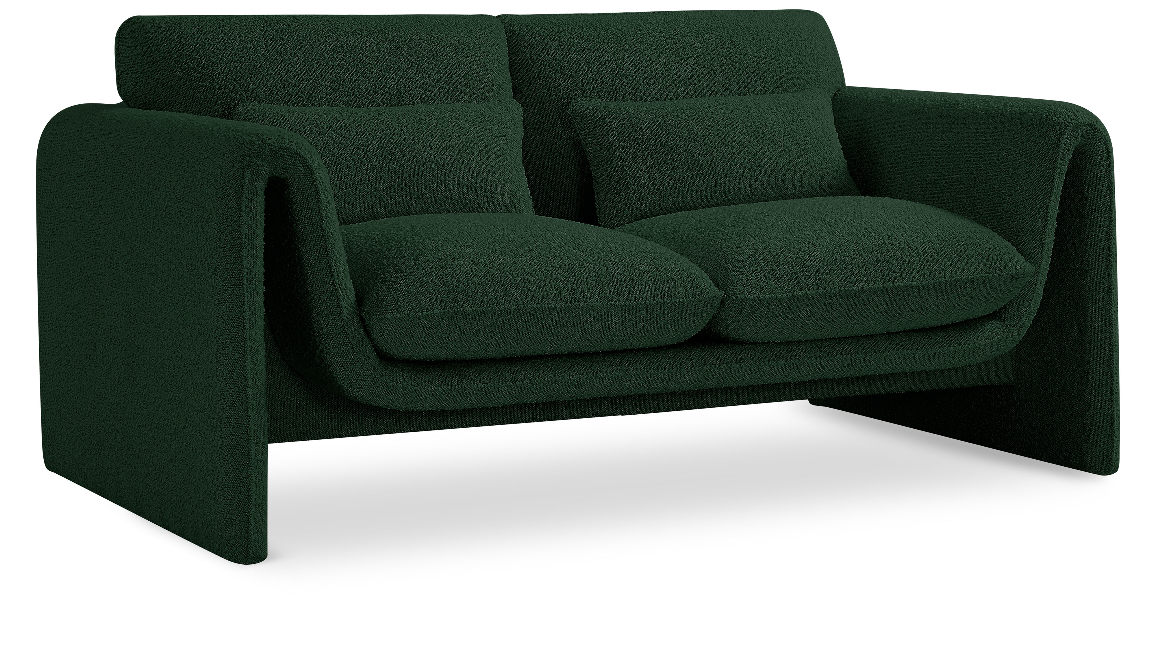 Stylus Green Boucle Fabric Loveseat