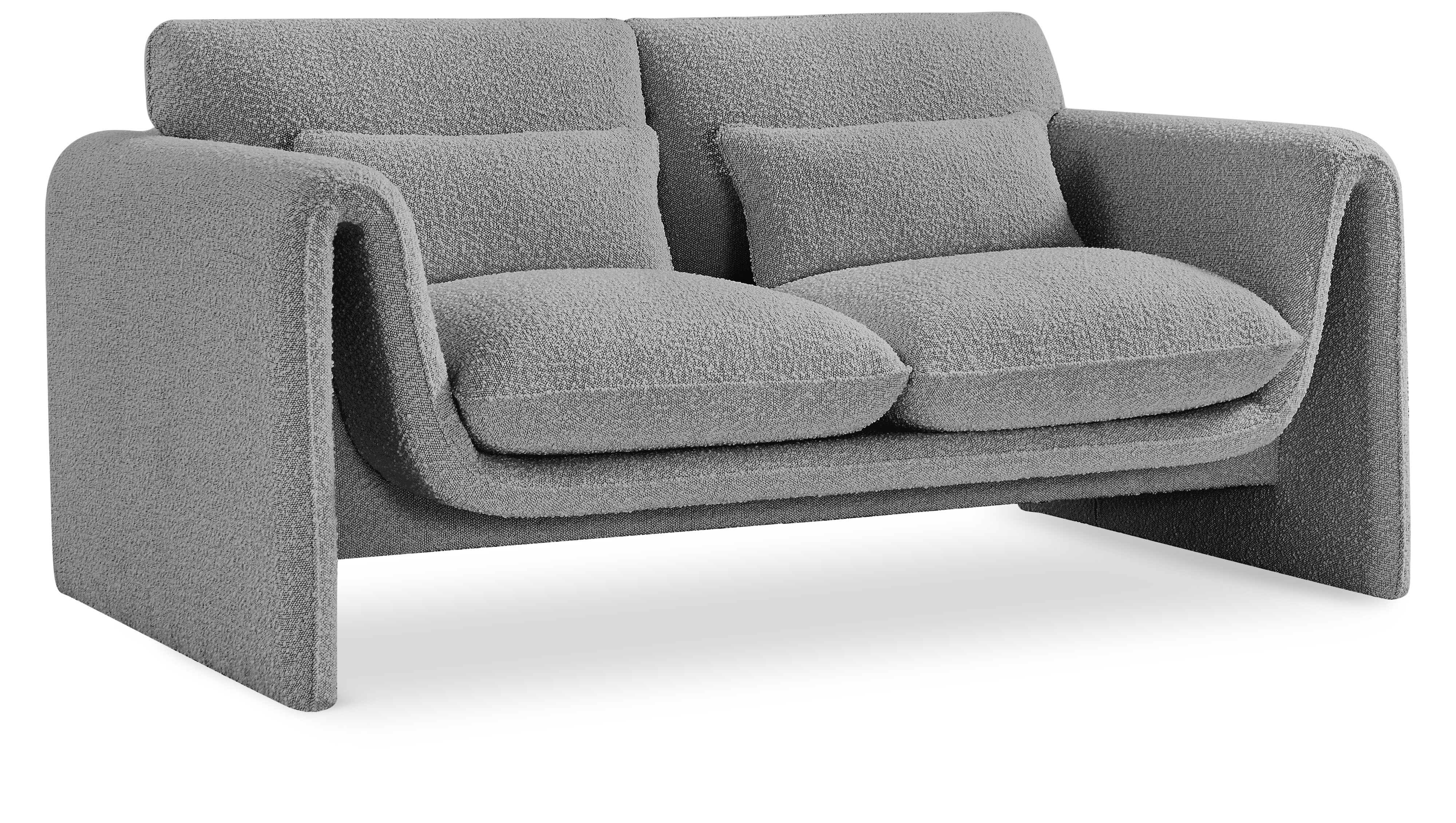 Stylus Grey Boucle Fabric Loveseat