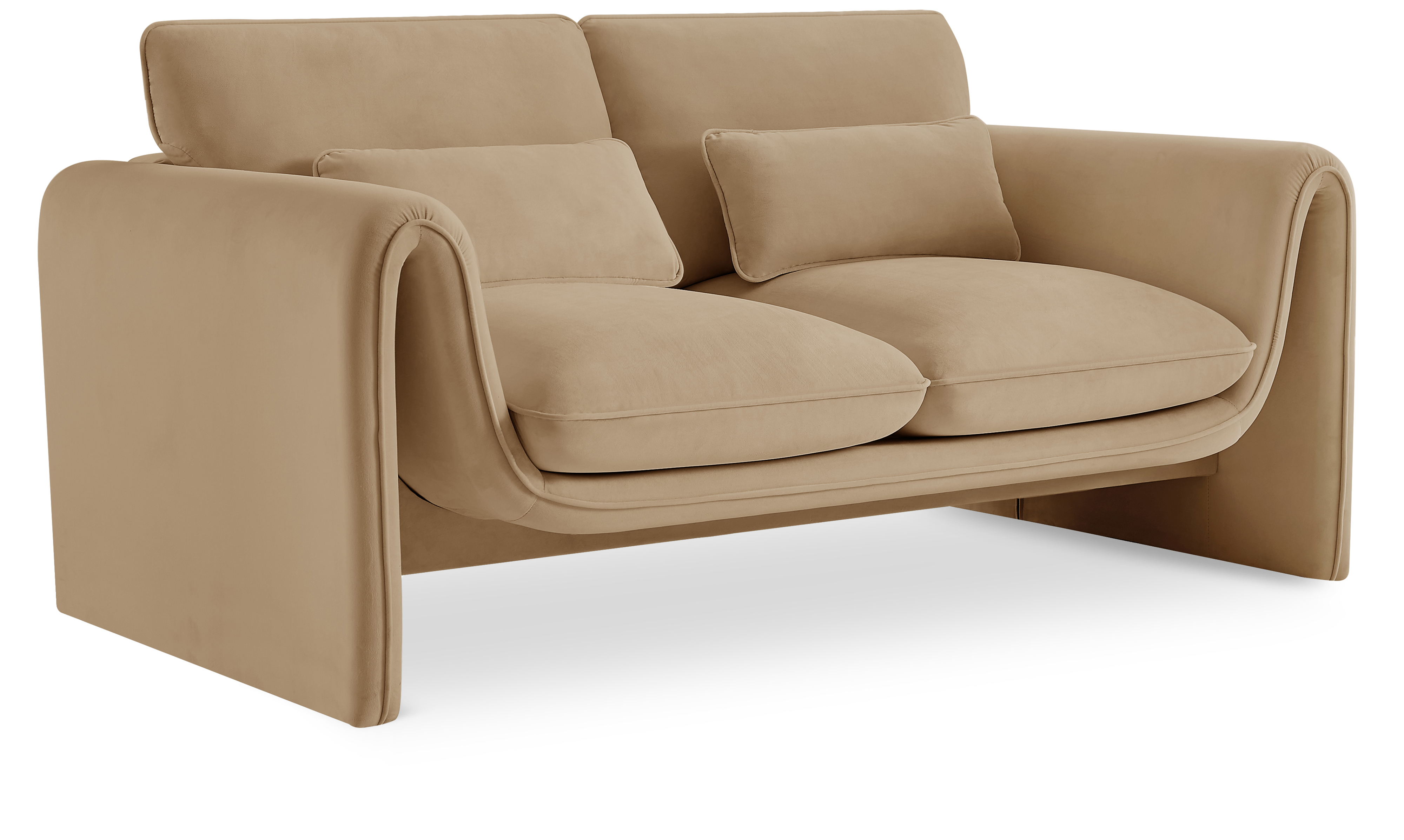 Sloan Camel Velvet Fabric Loveseat