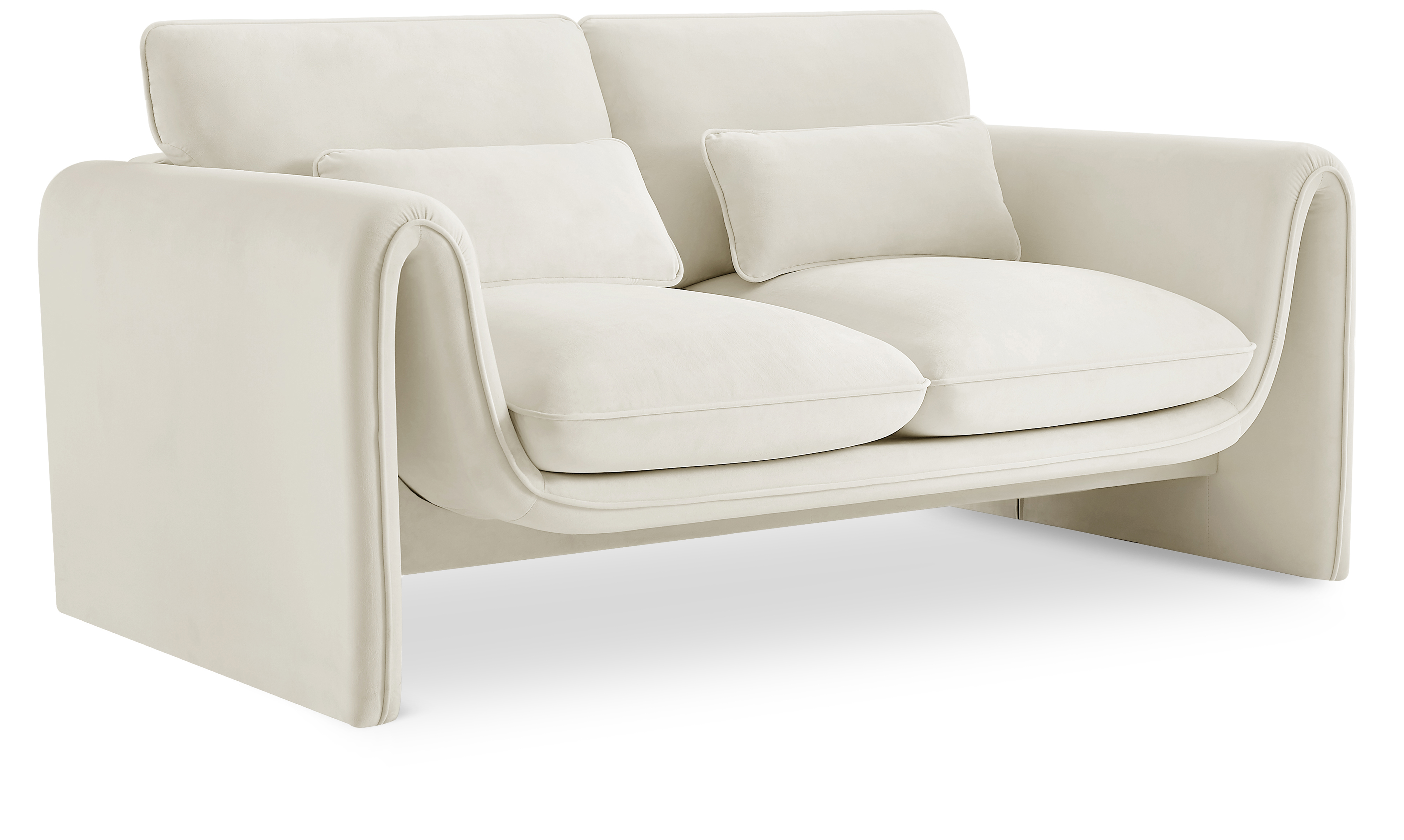 Sloan Cream Velvet Fabric Loveseat