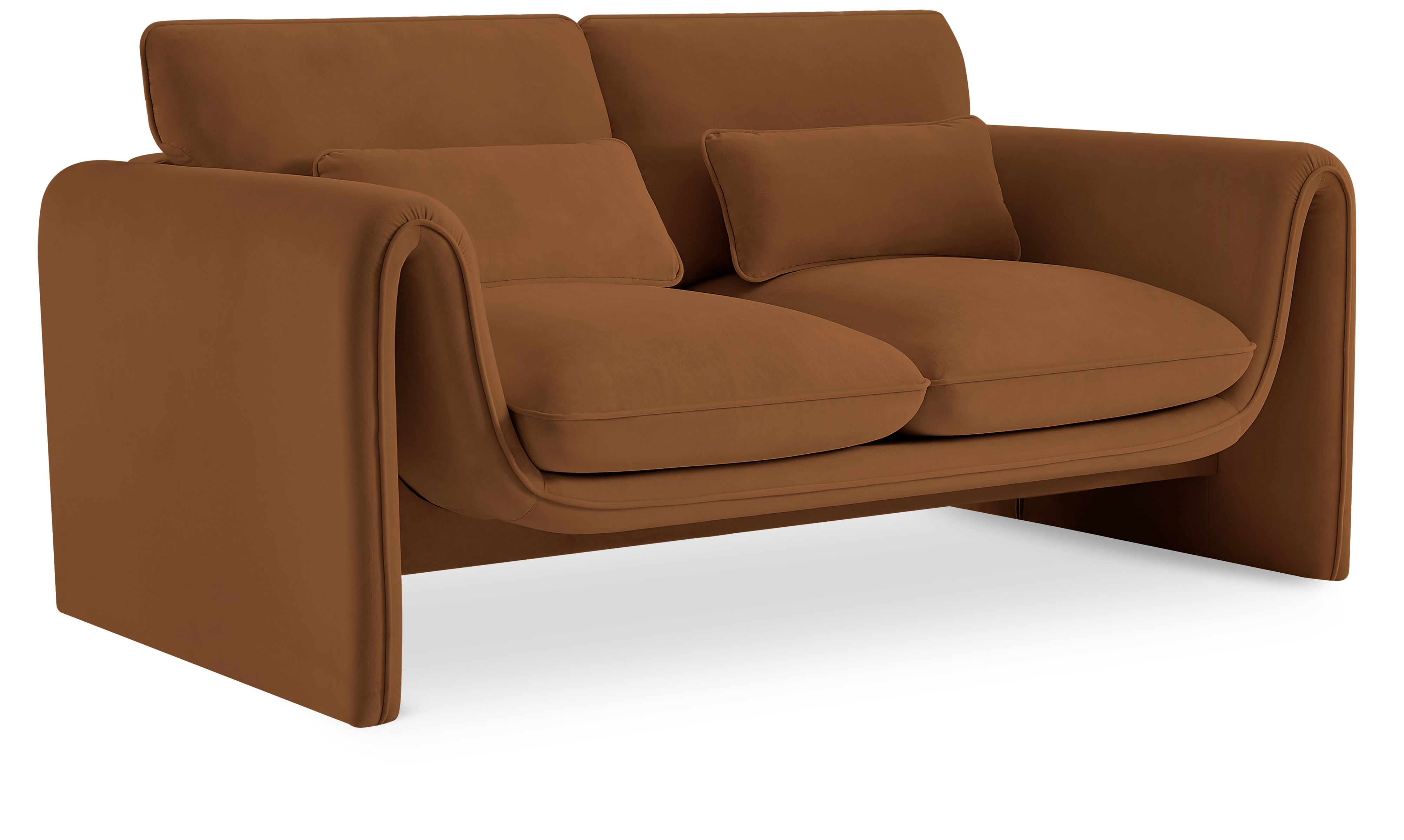 Sloan Saddle Velvet Fabric Loveseat