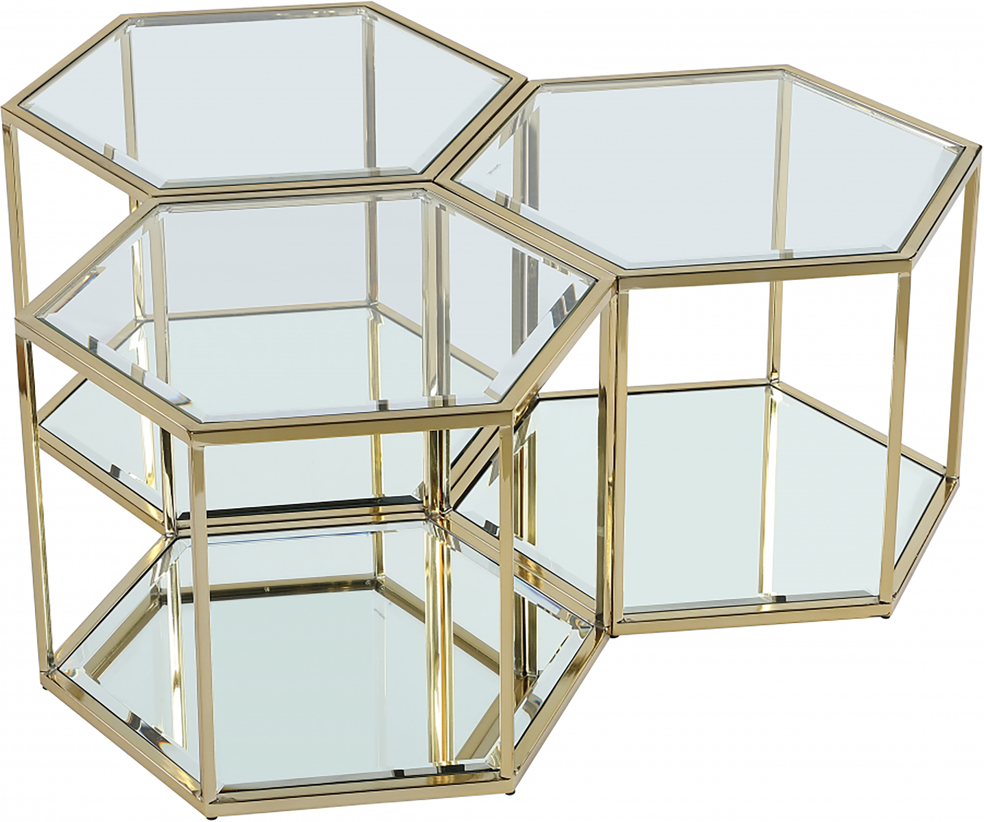 Meridian Furniture Sei Brushed Gold 3pc Coffee Table