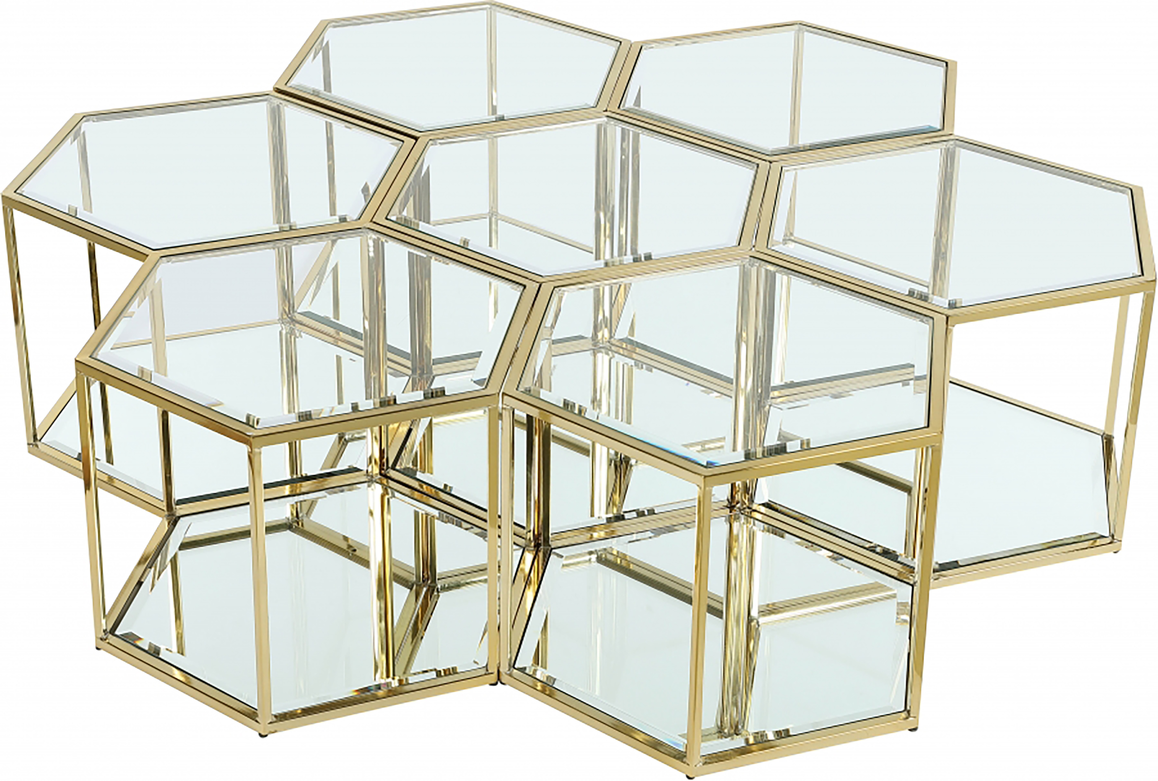 Meridian Furniture Sei Brushed Gold 7pc Coffee Table