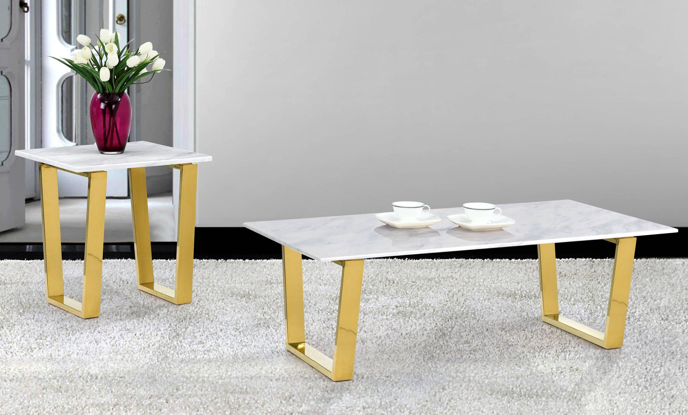 Design Edge Manilla  Gold 3pc Coffee Table Set