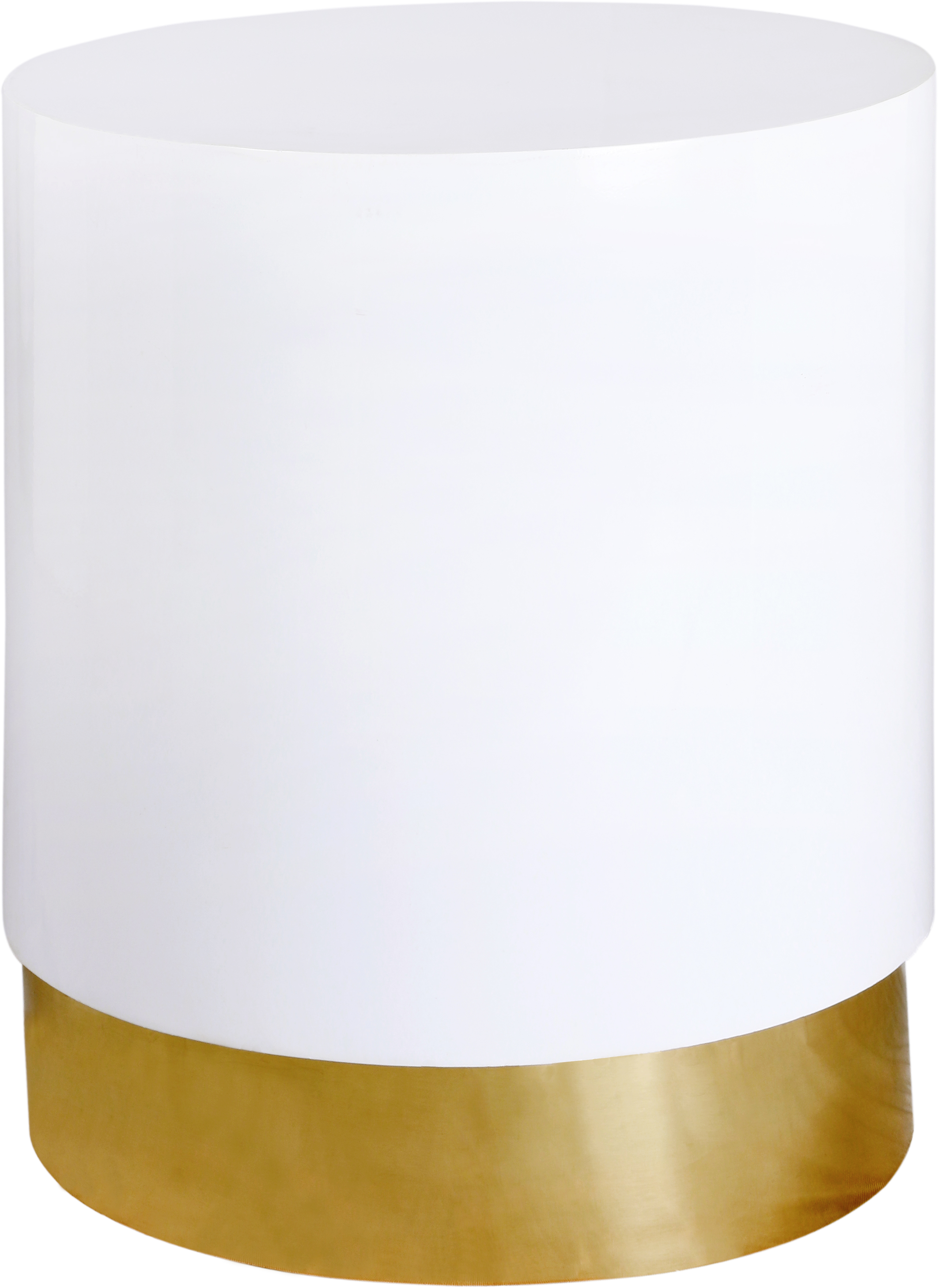 Design Edge Narromine  White Lacquer Gold Metal End Table