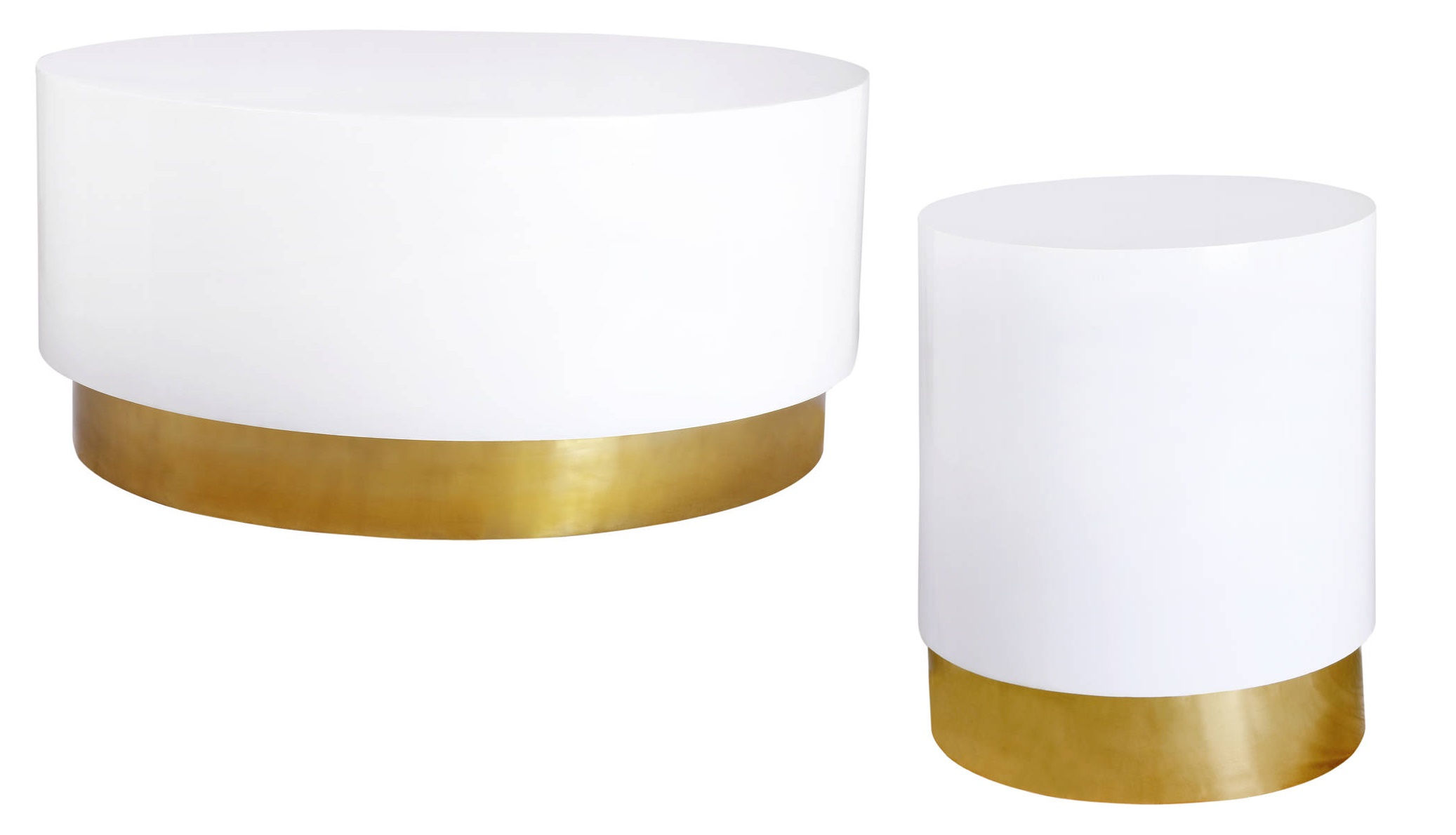 Design Edge Narromine  White Lacquer Gold Metal 3pc Coffee Table Set