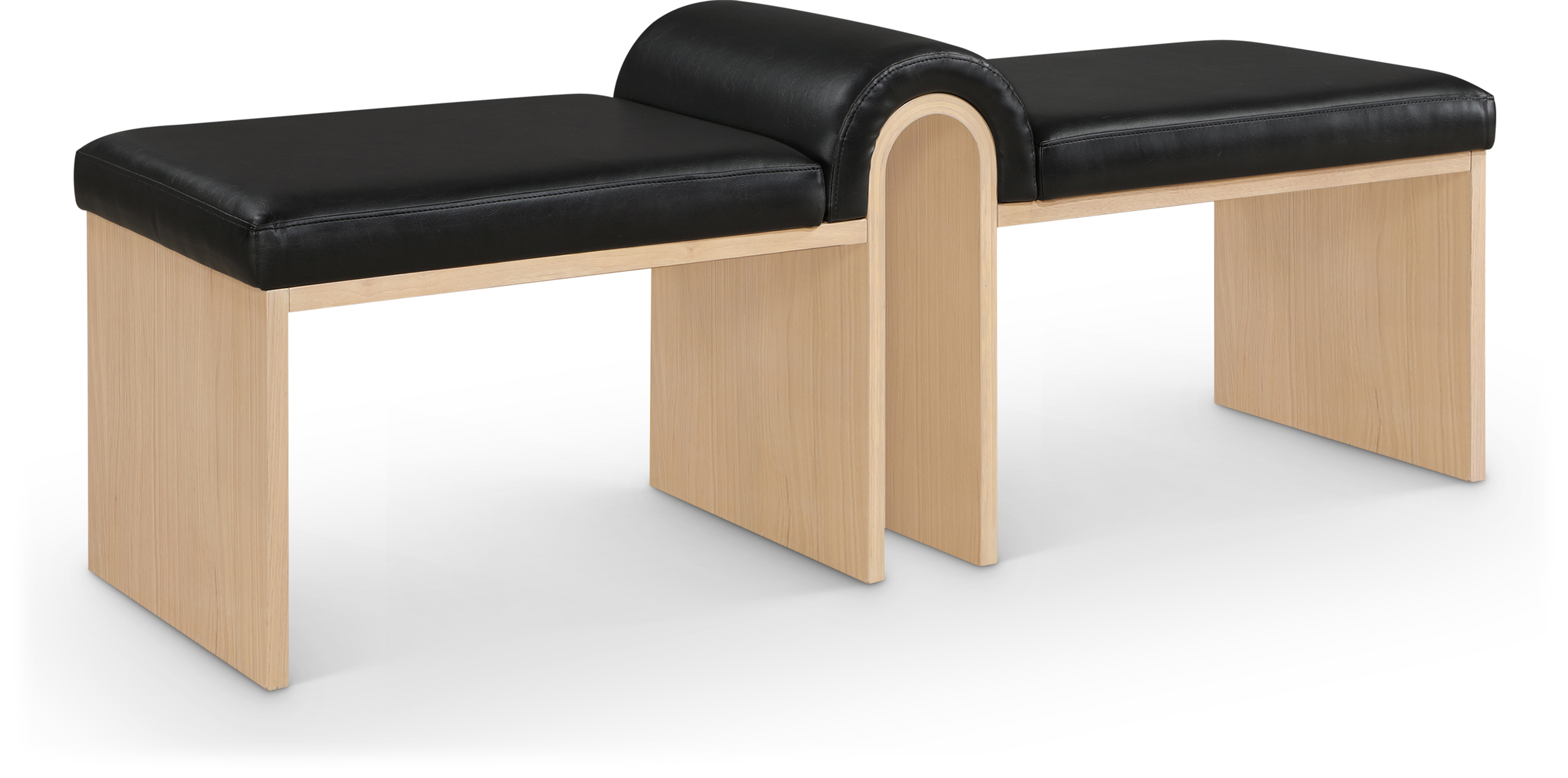 Meridian Furniture Delphine Black Vegan Leather Natural Bench