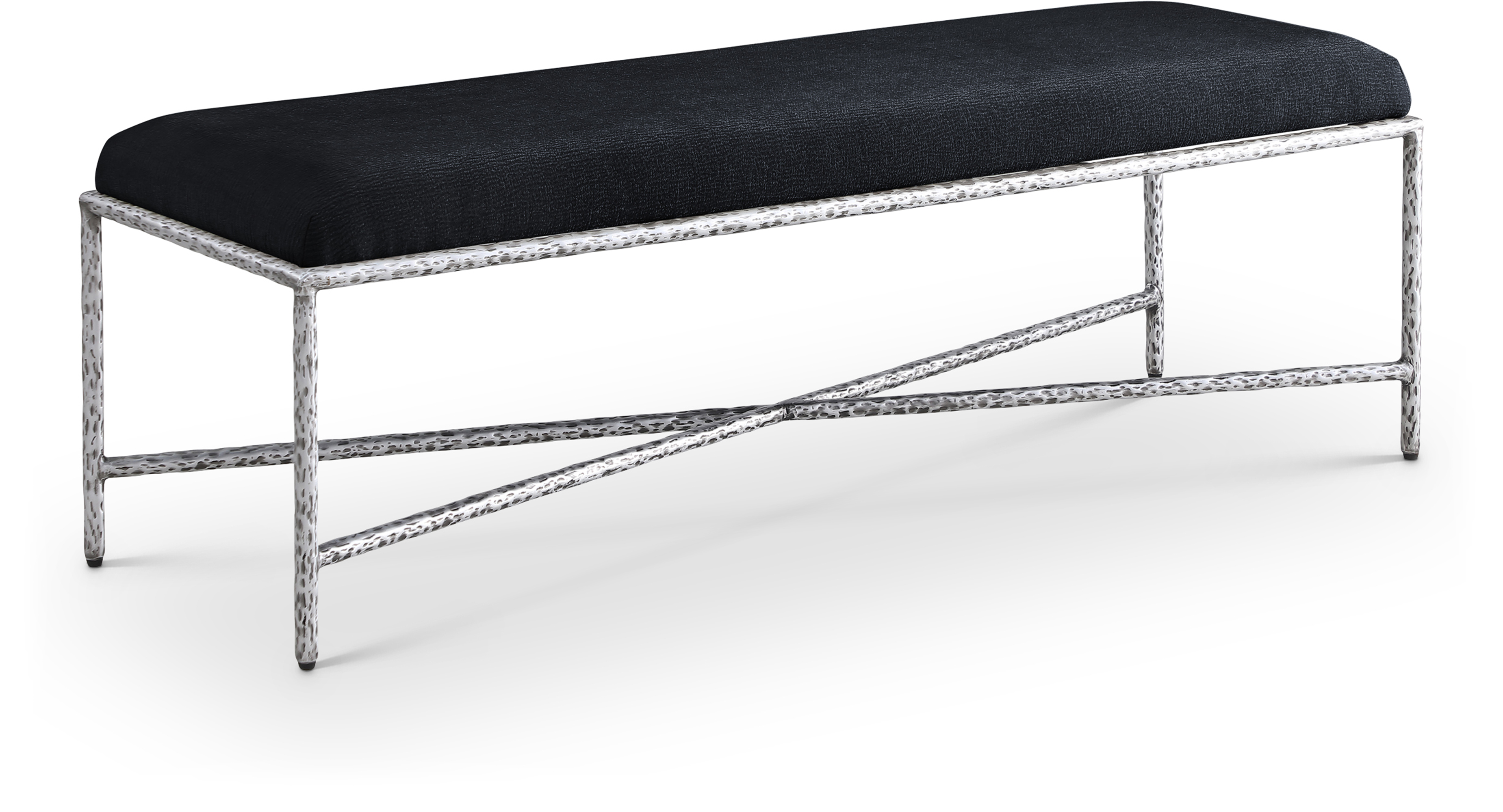 Meridian Furniture Valley Black Silver Bench