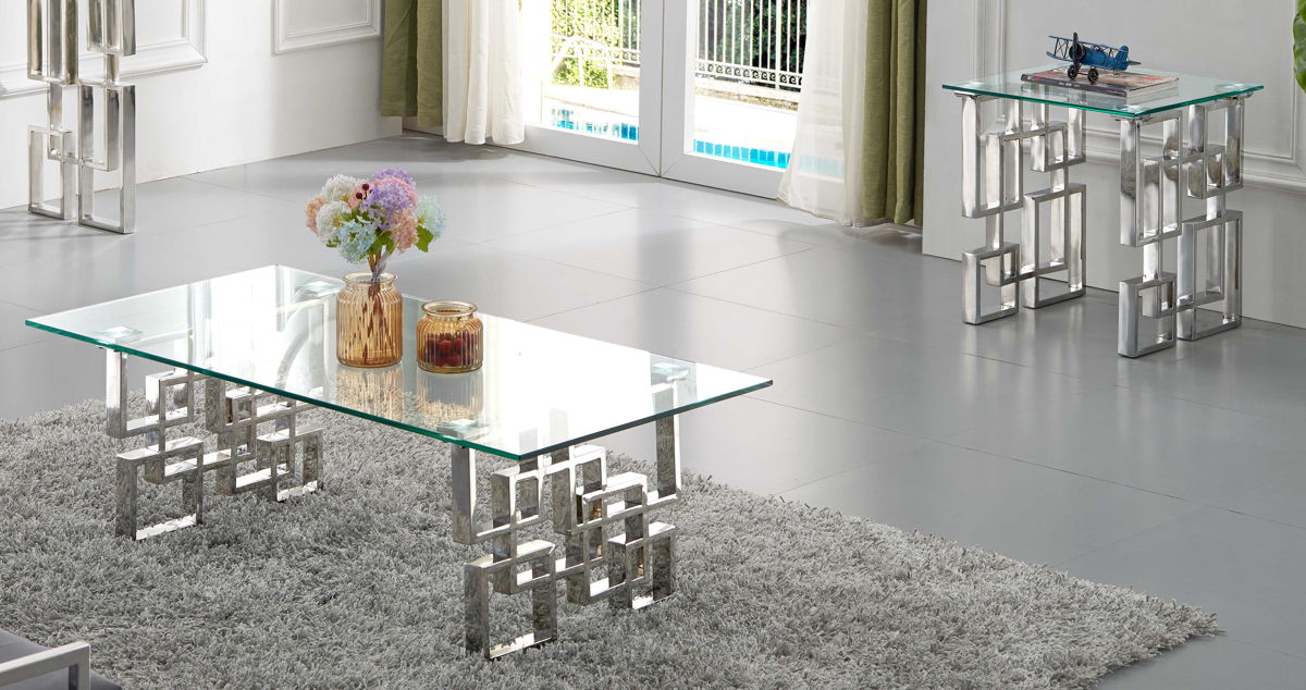 Design Edge Jindabyne  Chrome 3pc Coffee Table Set
