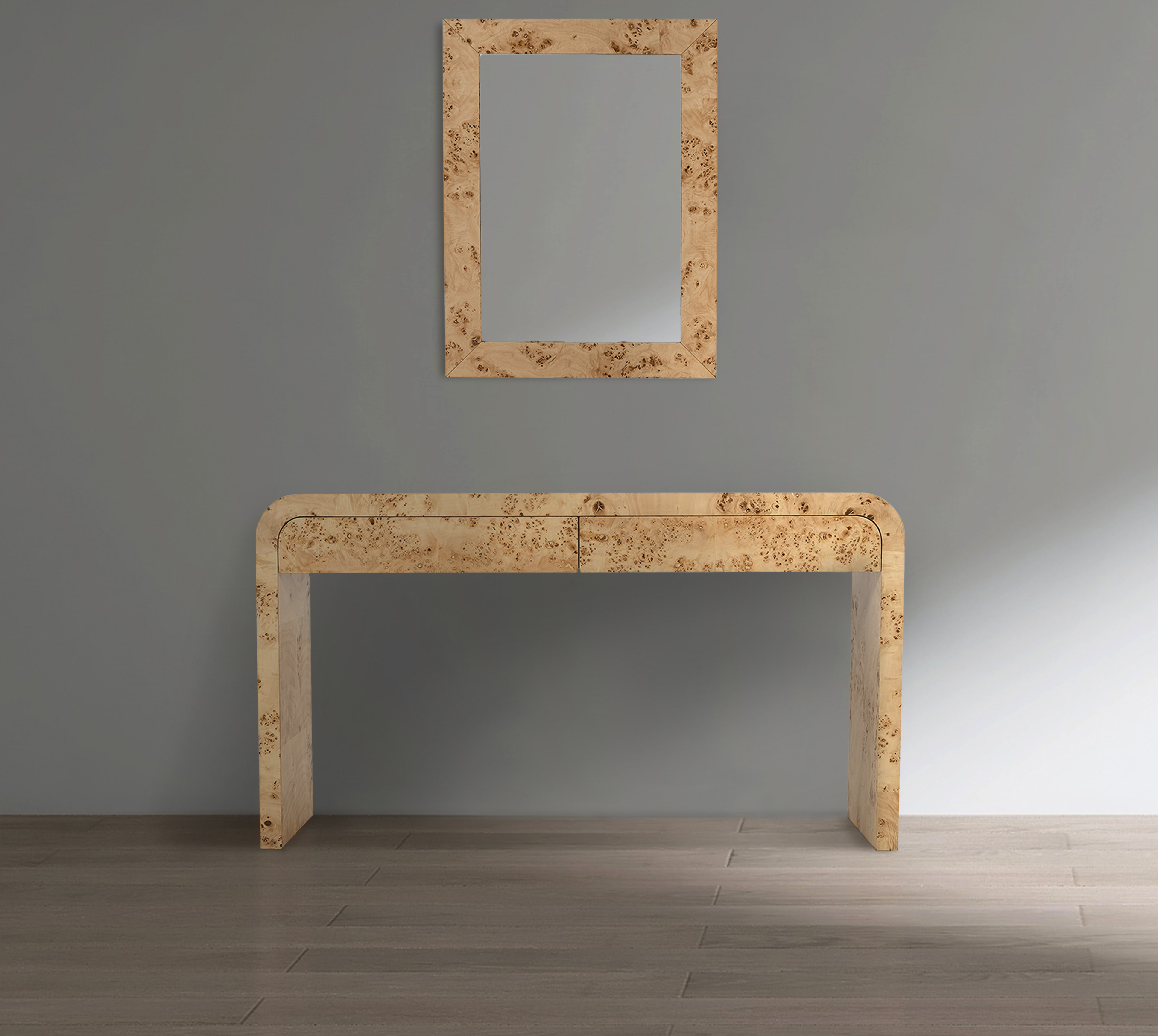 Meridian Furniture Cresthill Natural Ash Console and Mirror