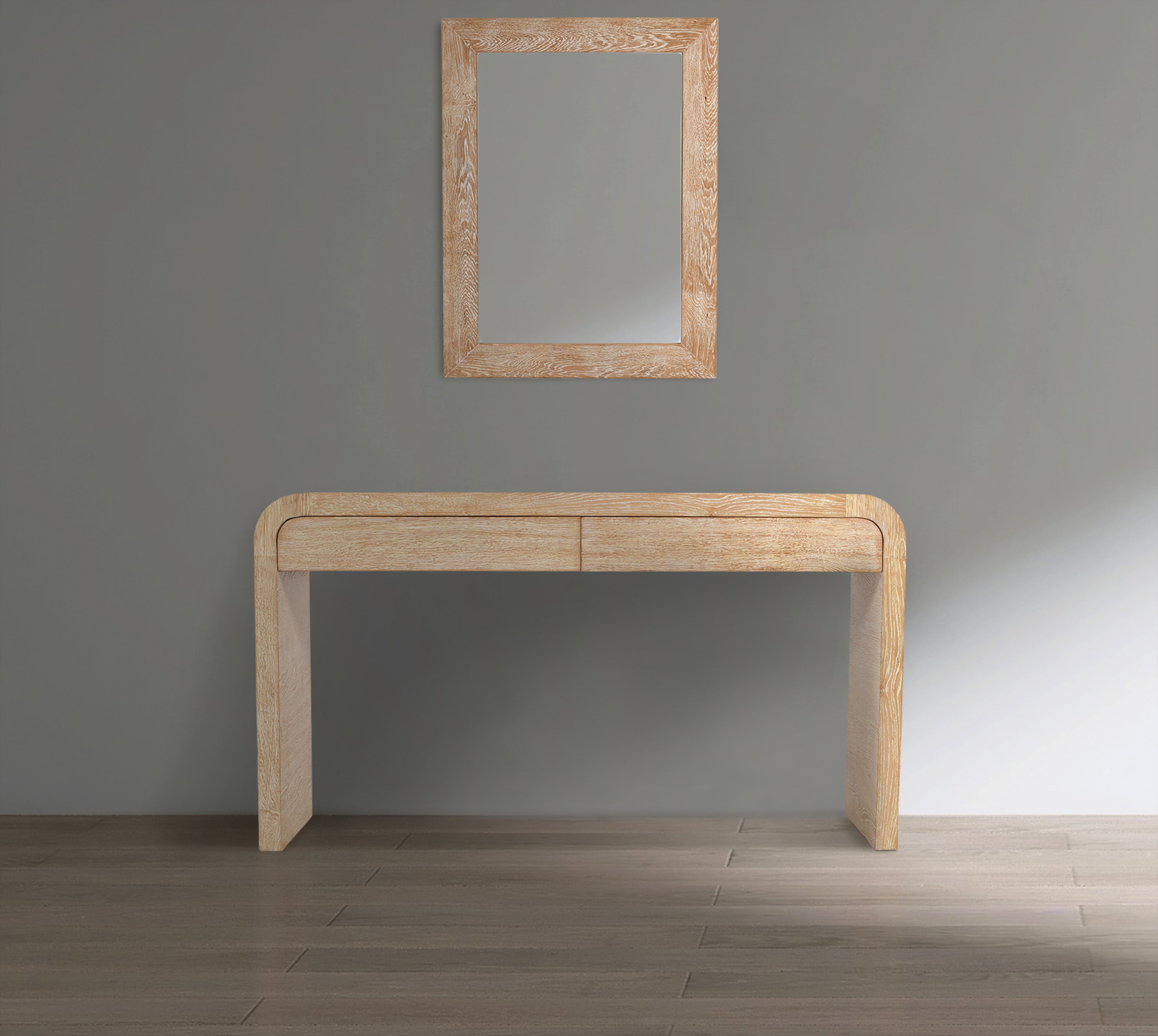 Meridian Furniture Cresthill White Oak Console and Mirror