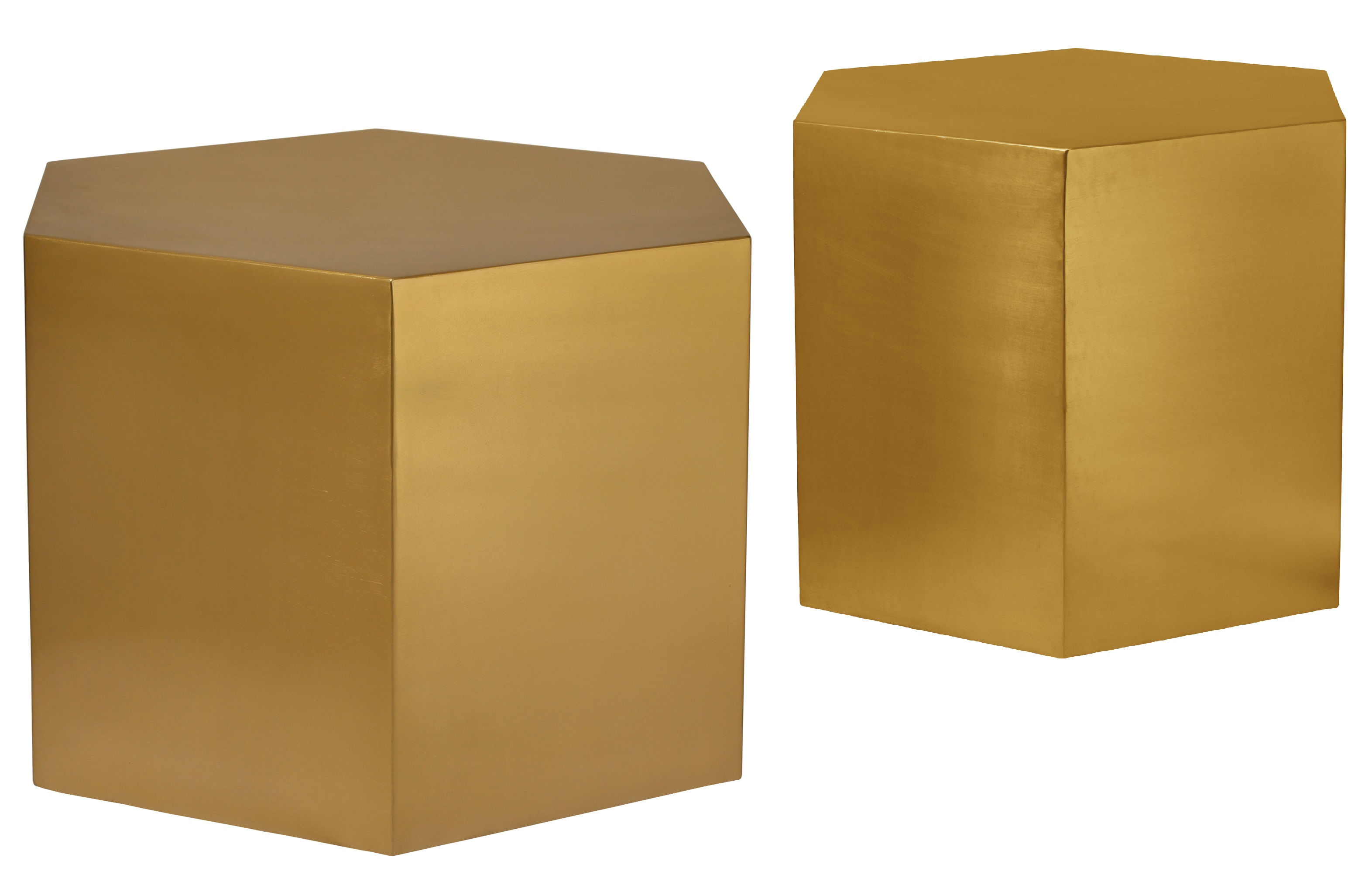 Meridian Furniture Hexagon Brushed Gold 3pc Coffee Table Set