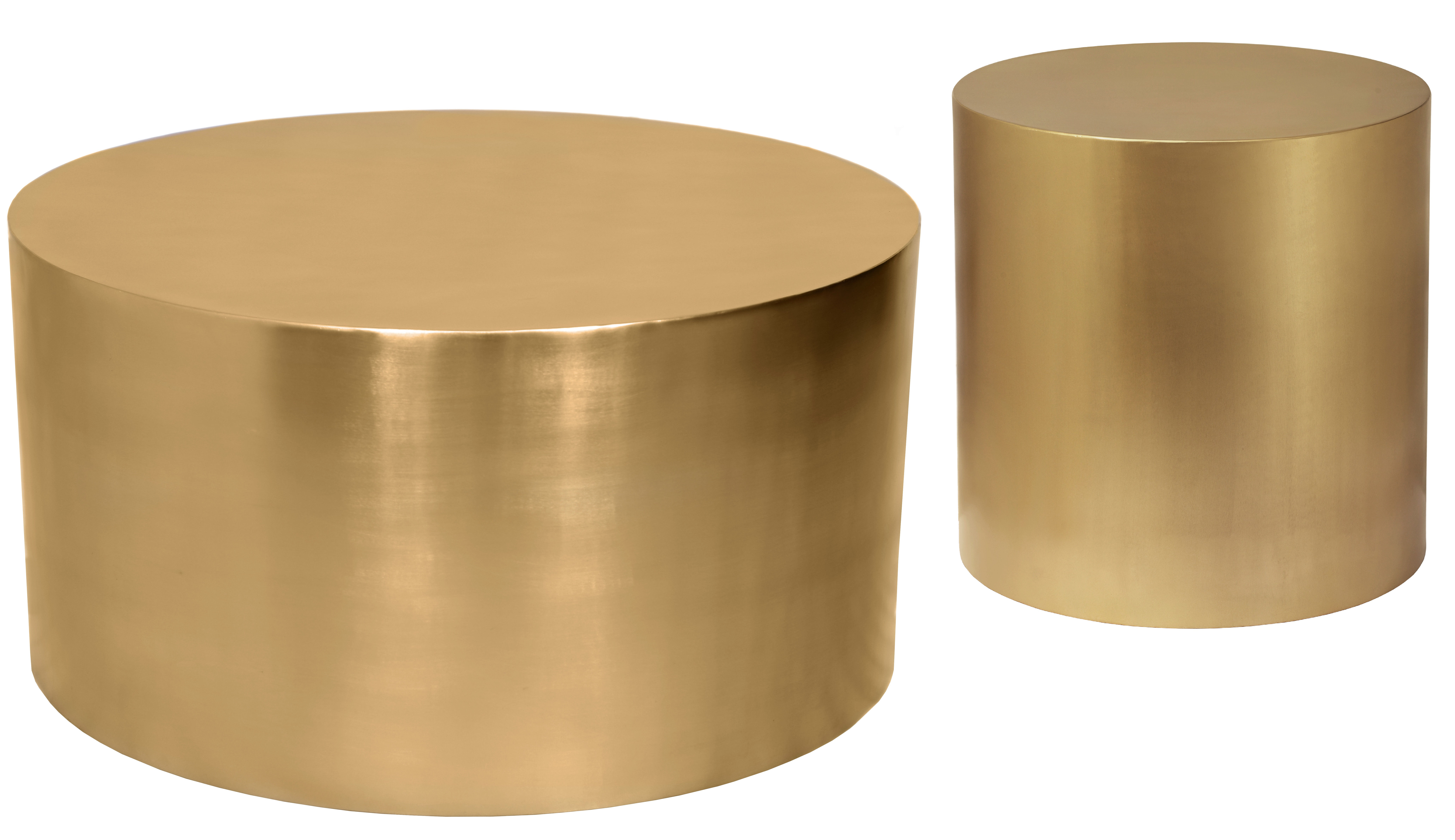 Meridian Furniture Cylinder Brushed Gold 3pc Coffee Table Set