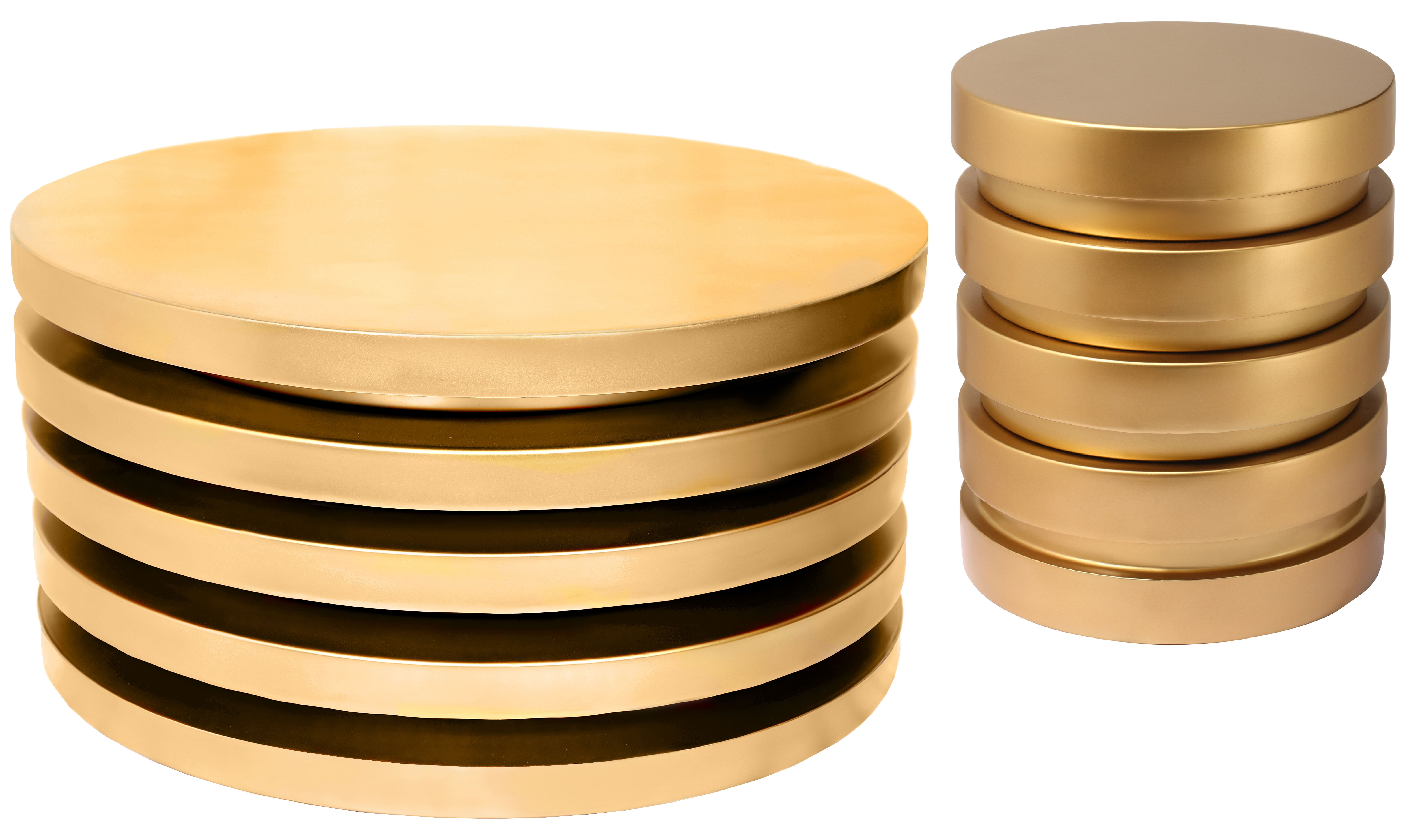 Meridian Furniture Levels Brushed Gold 3pc Coffee Table Set