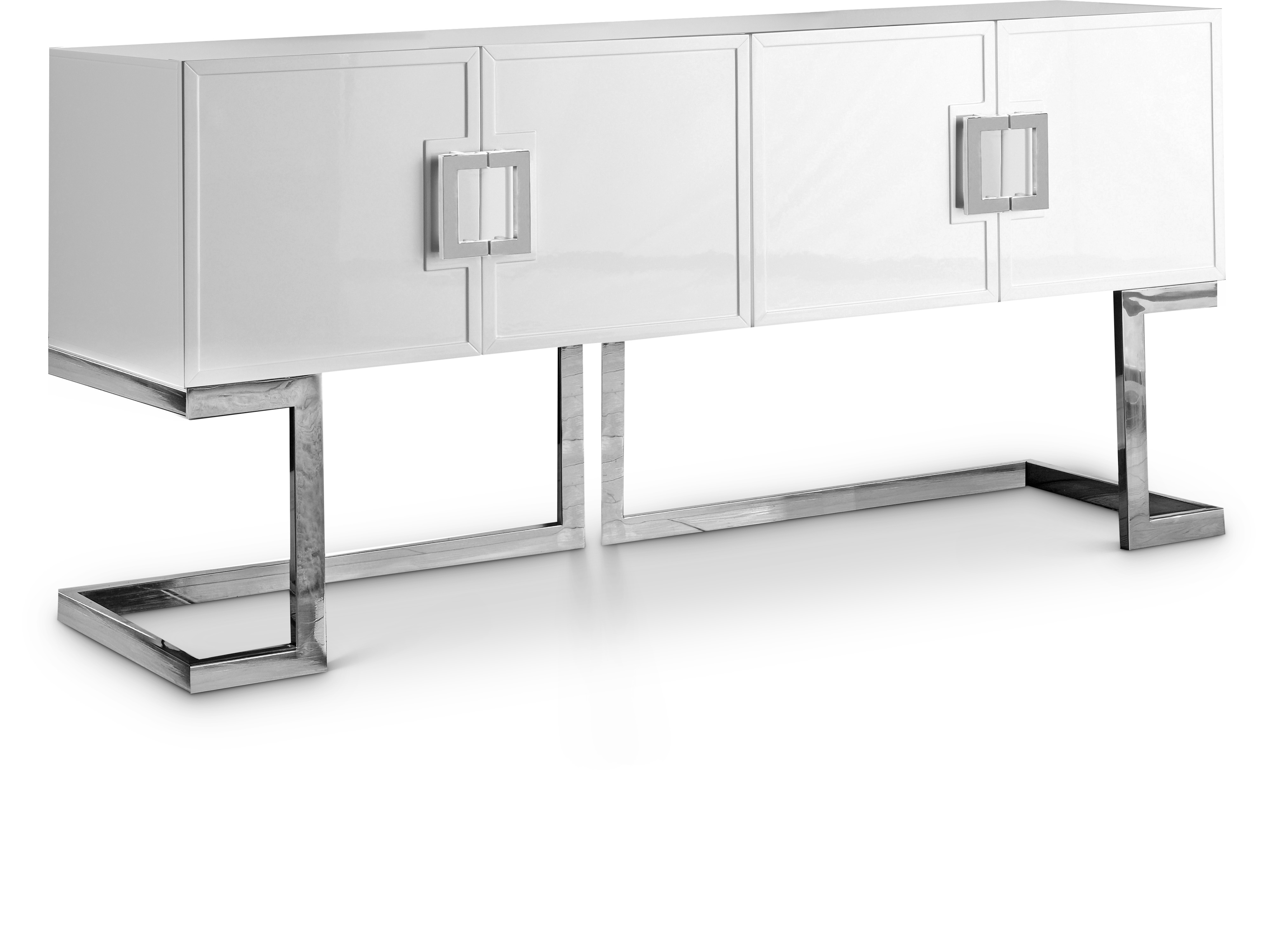 Design Edge Leura  White Chrome Base Sideboard Buffet