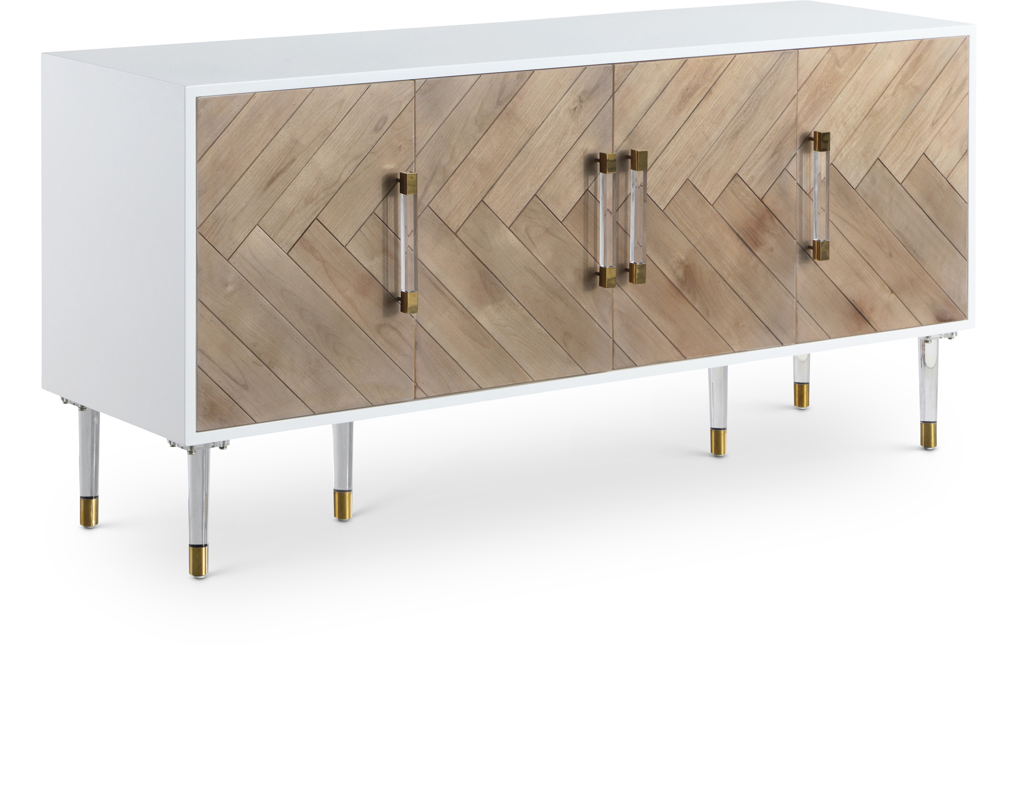 Meridian Furniture Jive White Lacquer Sideboard Buffet
