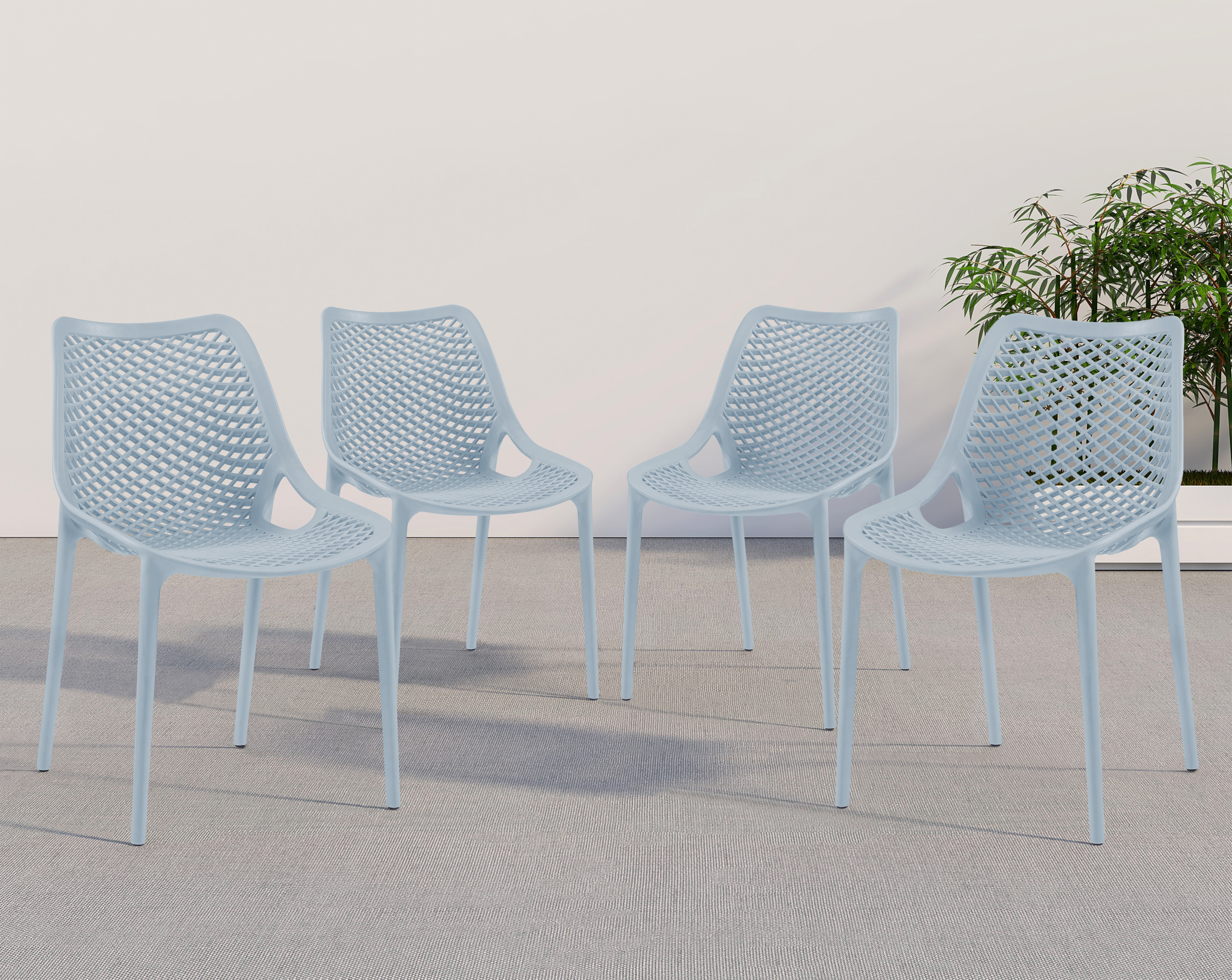4 Meridian Furniture Mykonos Sky Blue Outdoor Patio Dining Chairs