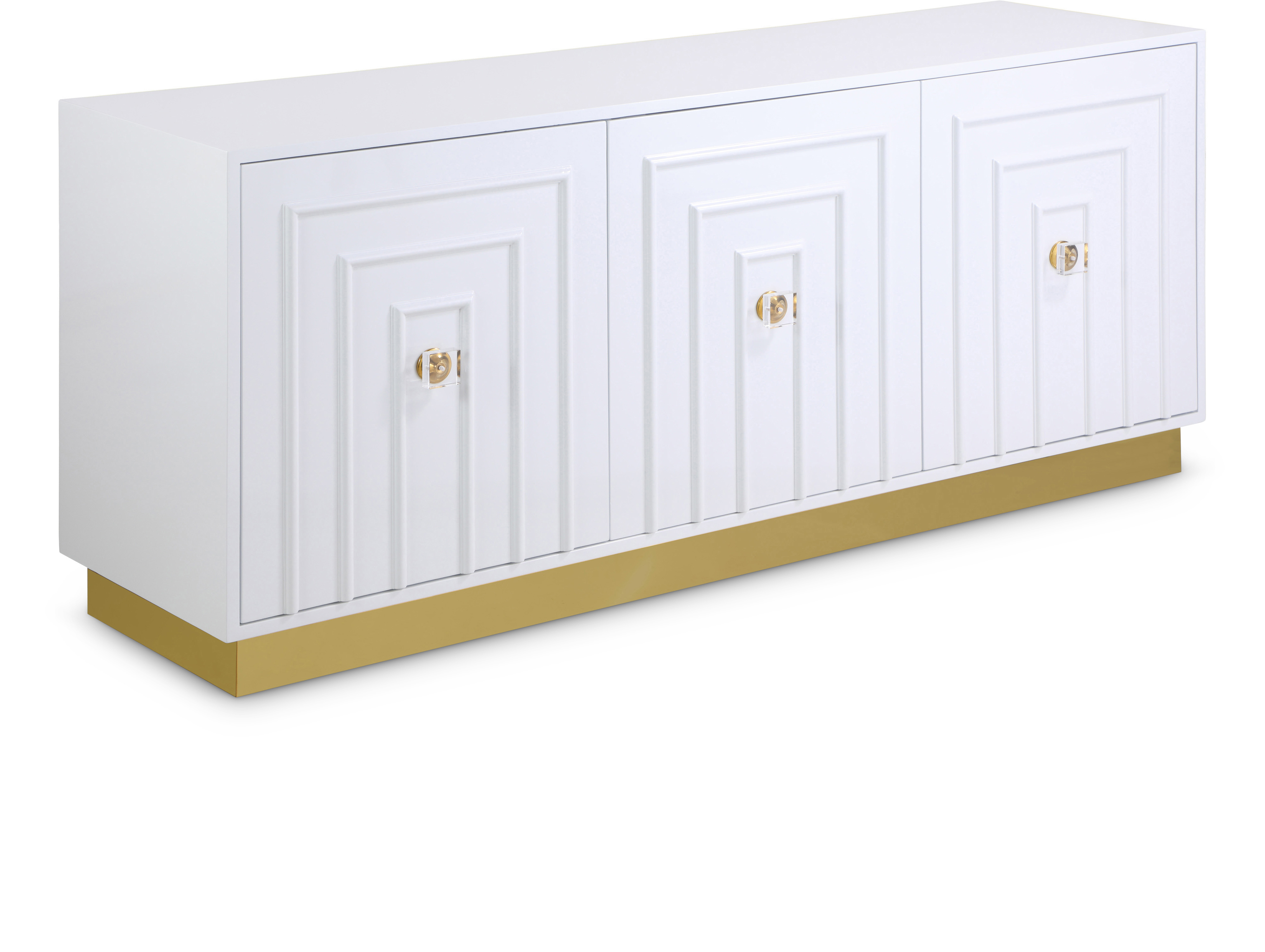 Meridian Furniture Cosmopolitan White Lacquer Sideboard Buffet