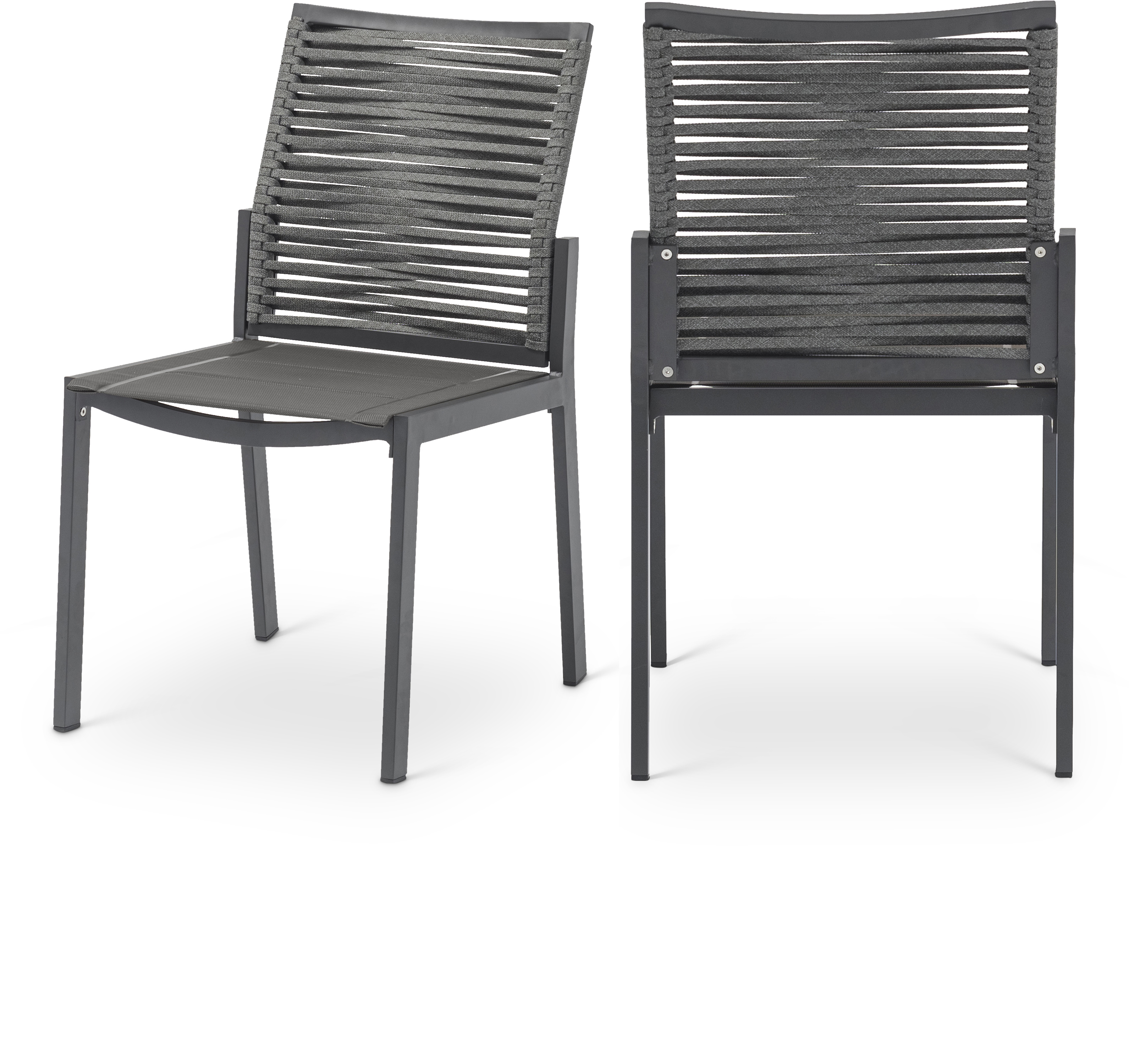 Maldives Grey Rope Fabric Outdoor Patio Dining Side Chair