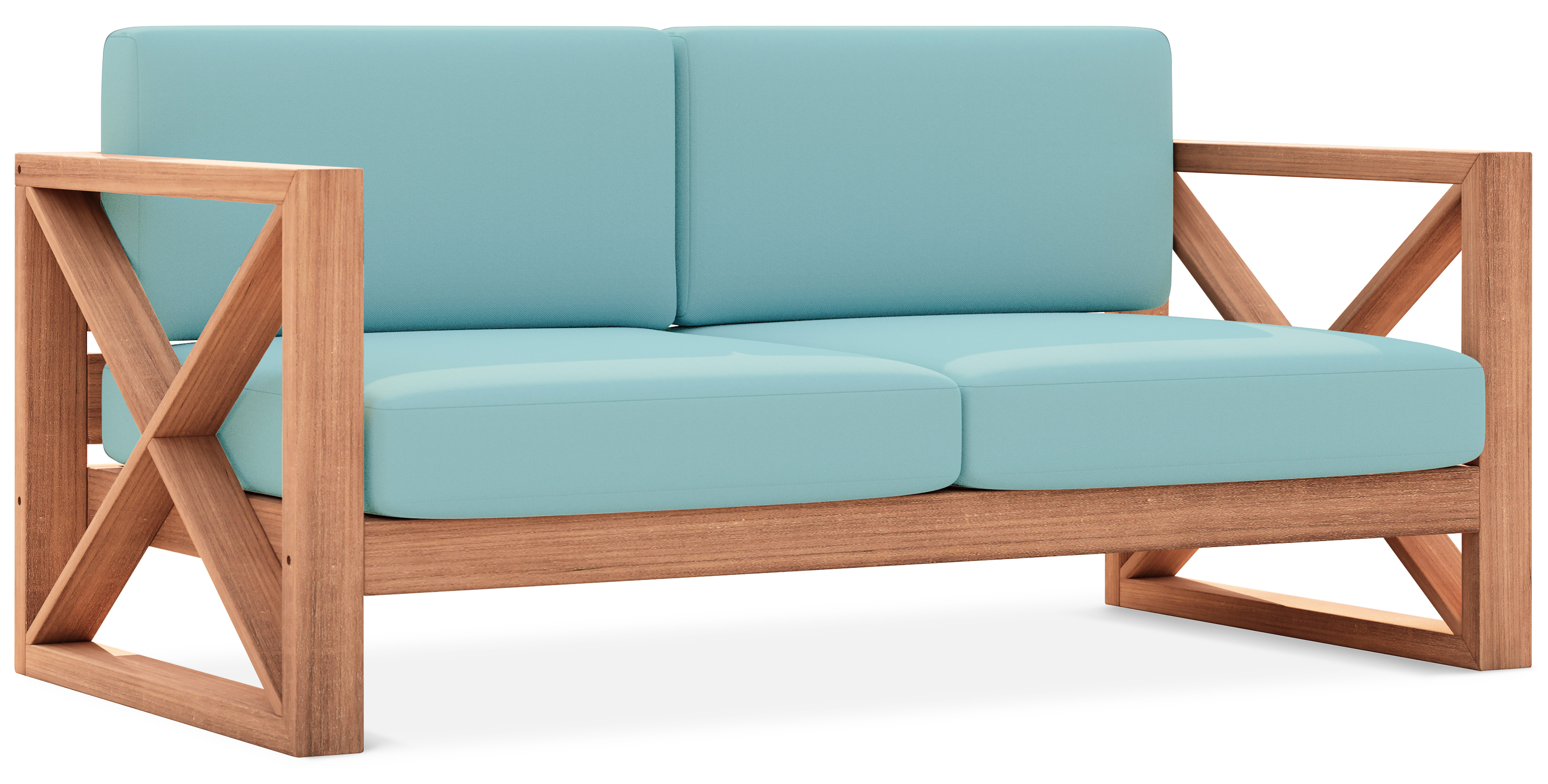 Meridian Furniture Anguilla Blue Natural Outdoor Loveseat