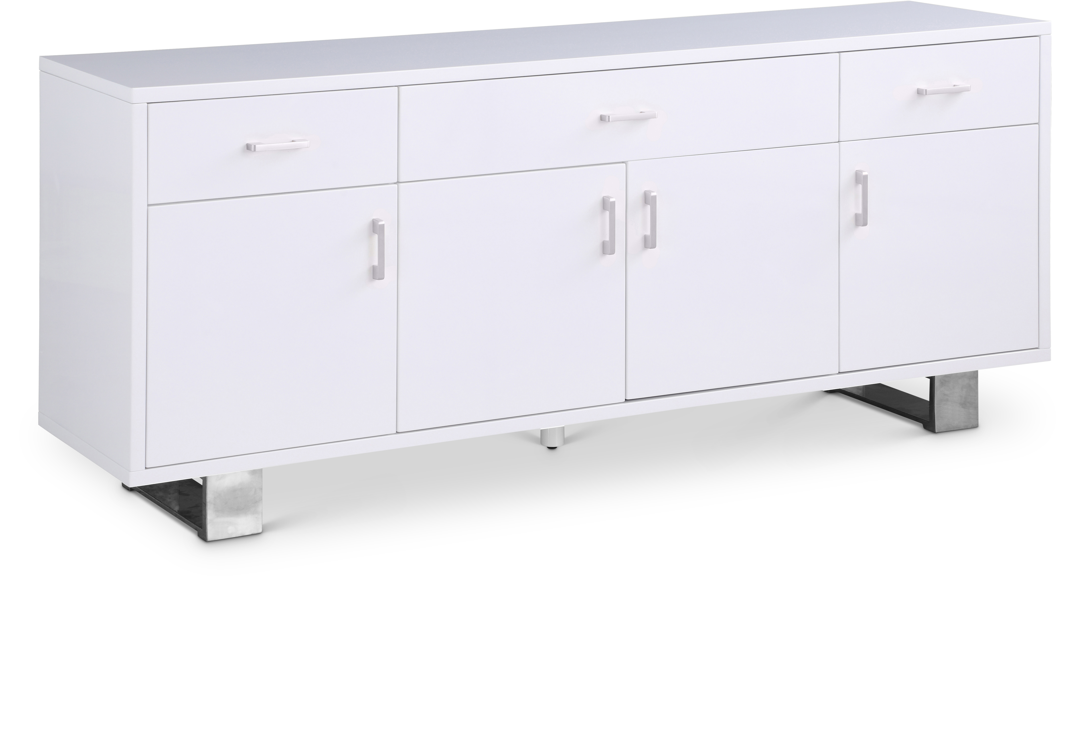 Meridian Furniture Excel White Chrome Sideboard Buffet
