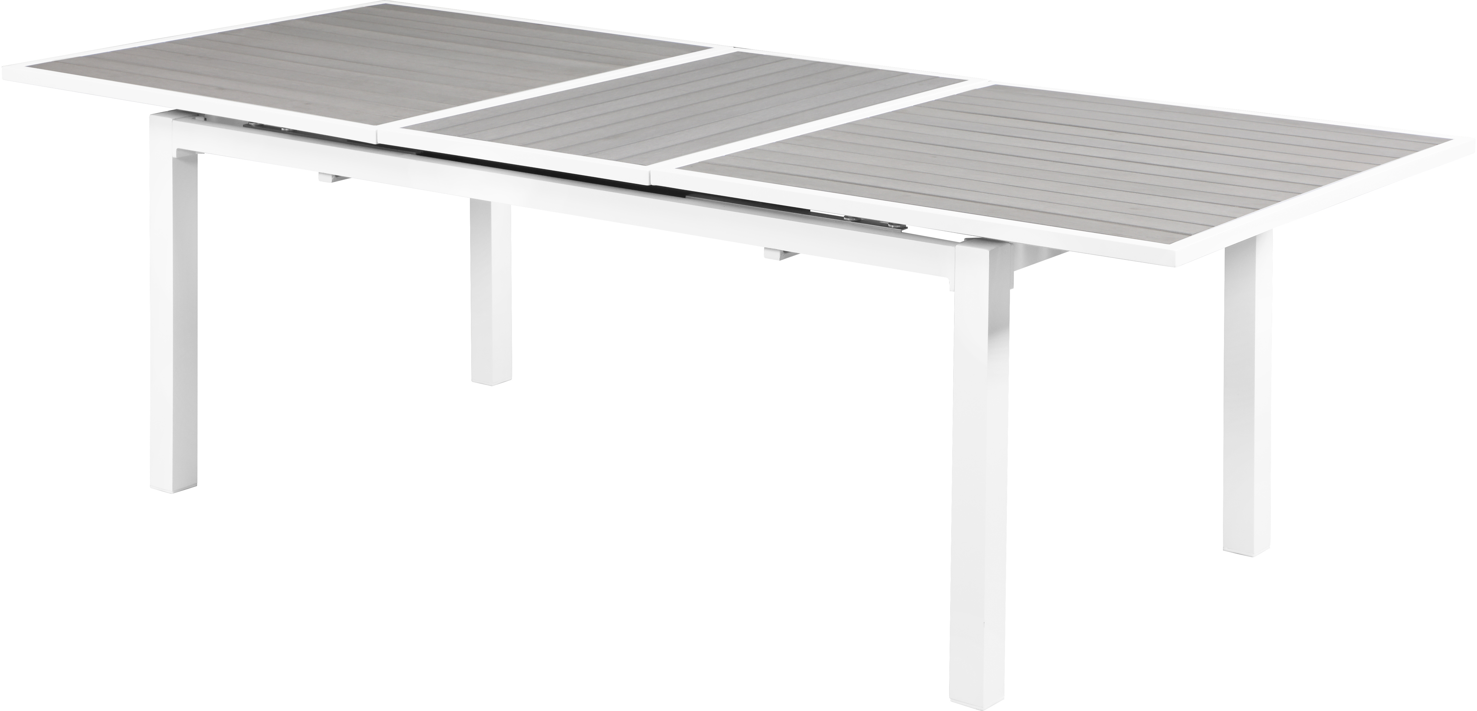 Nizuc Grey Wood Look Accent Paneling Outdoor Patio Extendable Aluminum Dining Table