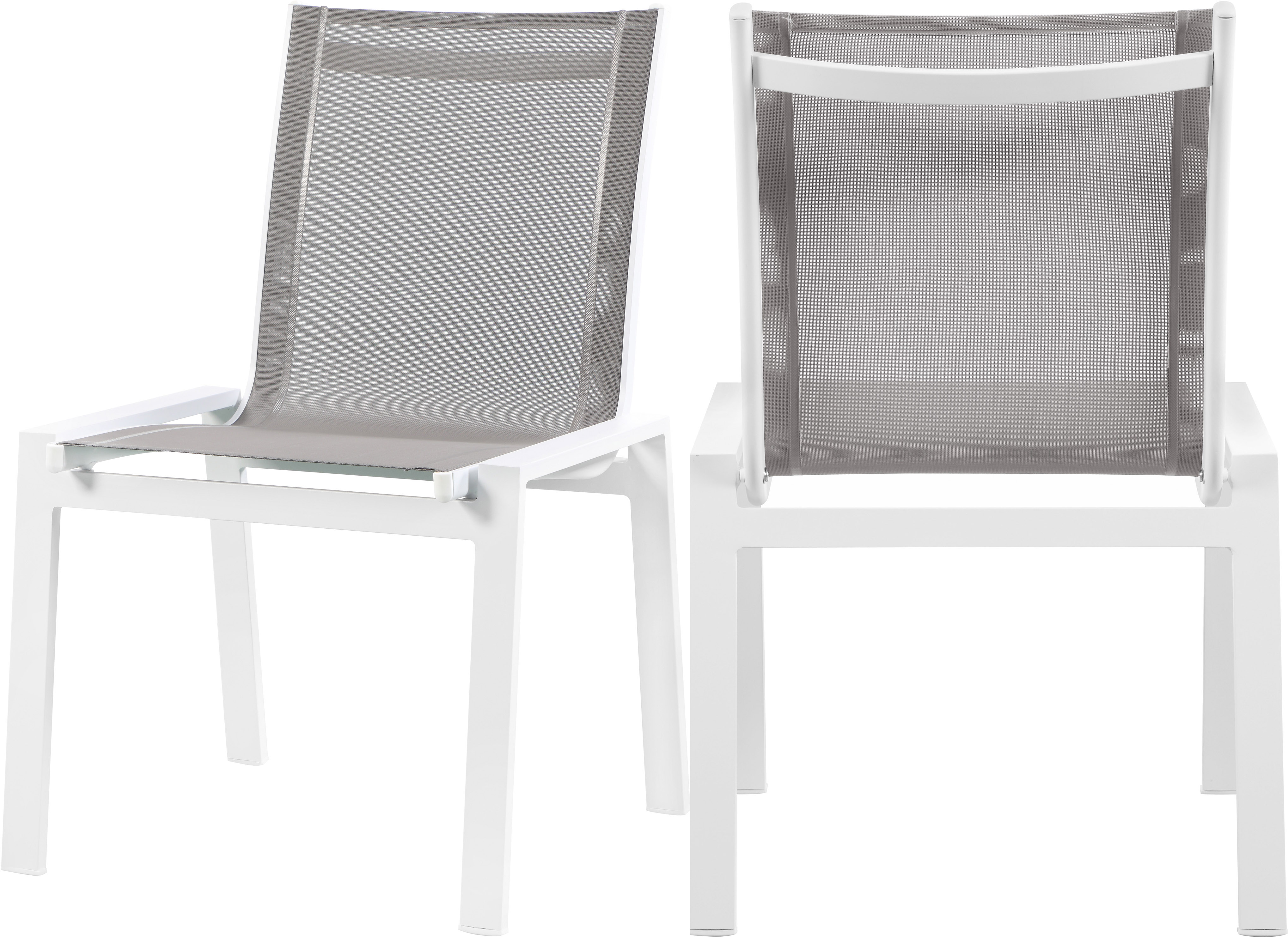Nizuc Grey Mesh Water Resistant Fabric Outdoor Patio Aluminum Mesh Dining Chair