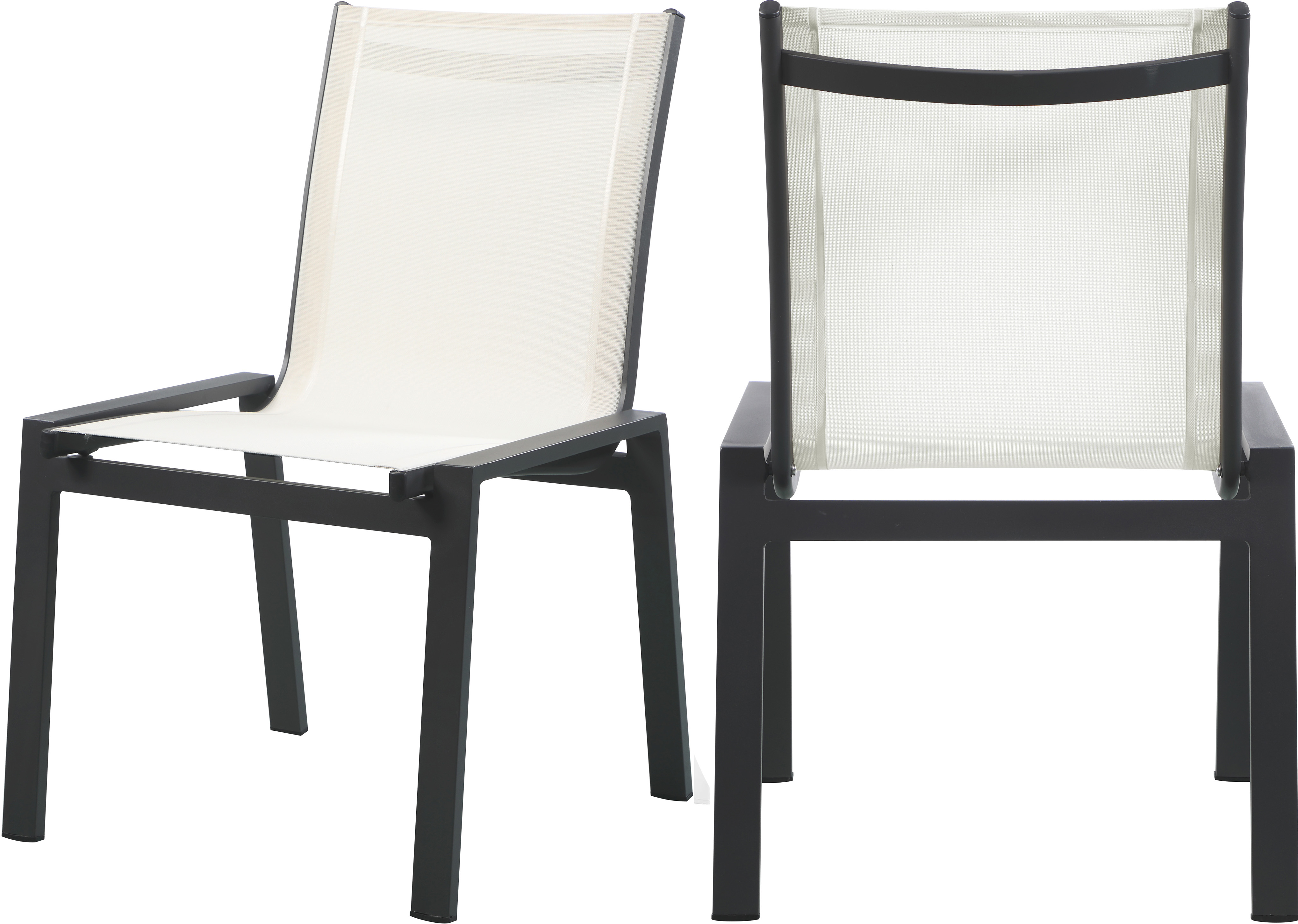 Nizuc White Mesh Water Resistant Fabric Outdoor Patio Aluminum Mesh Dining Chair