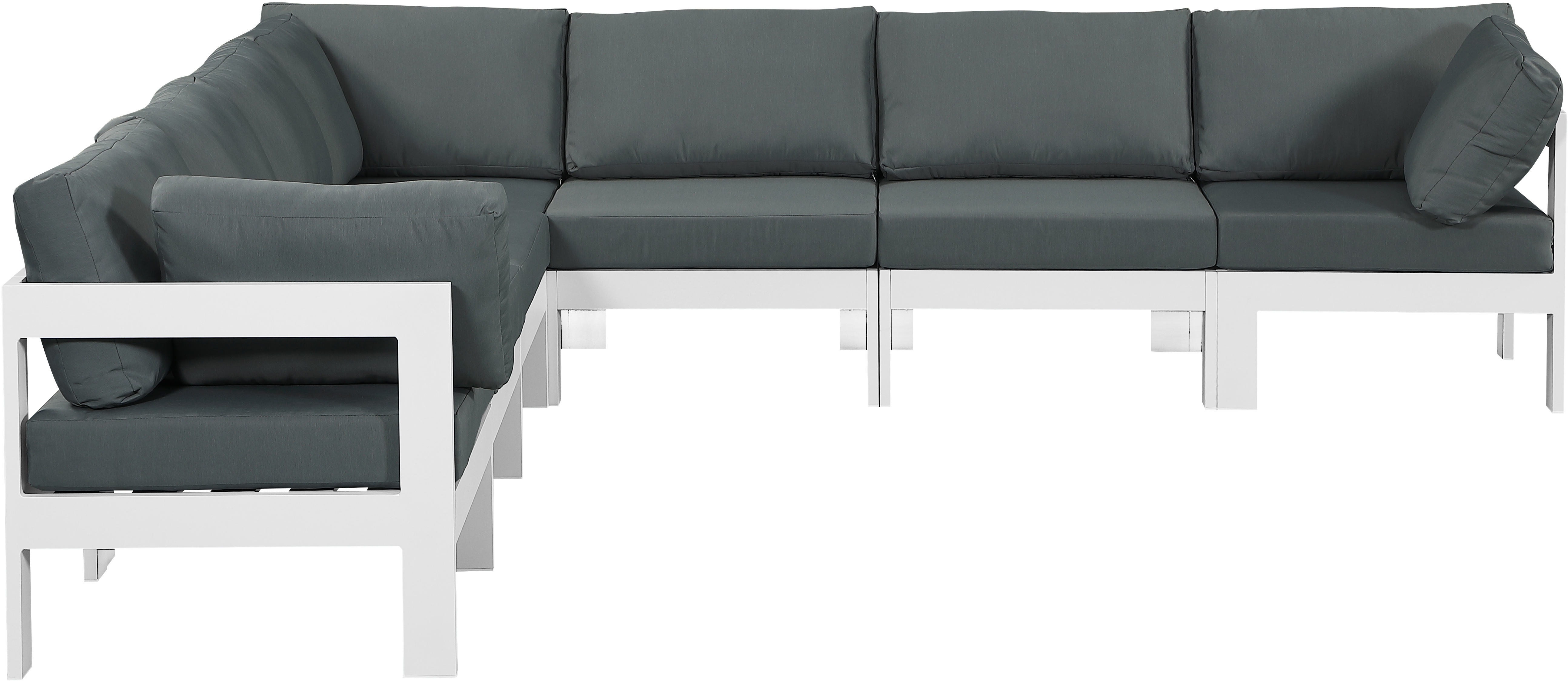 Meridian Furniture Nizuc Grey Fabric Outdoor 7pc Modular Sectional