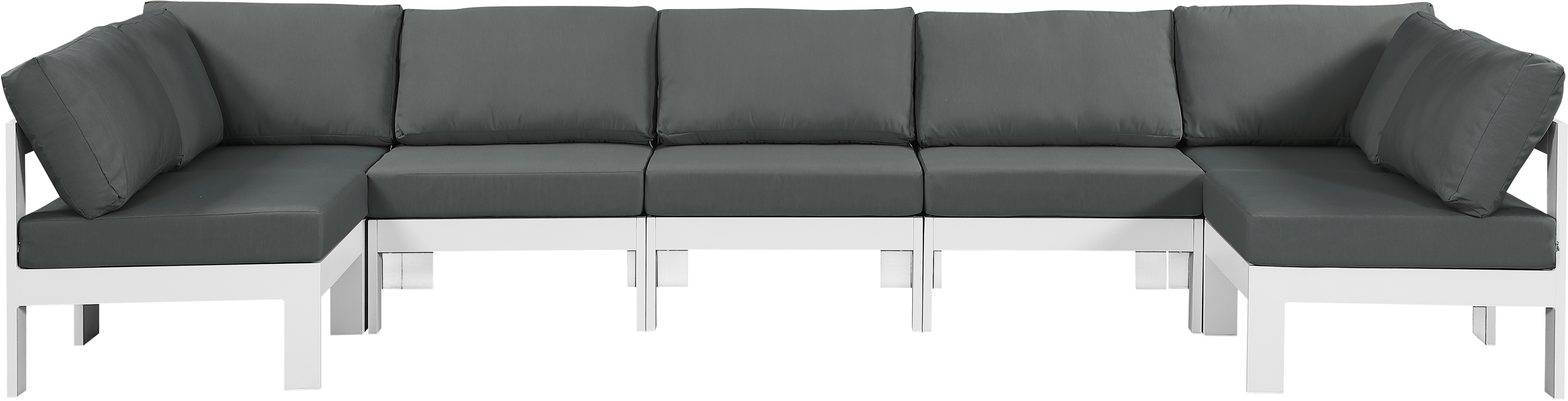 Meridian Furniture Nizuc Grey Fabric Outdoor Patio 7pc Modular Sectional