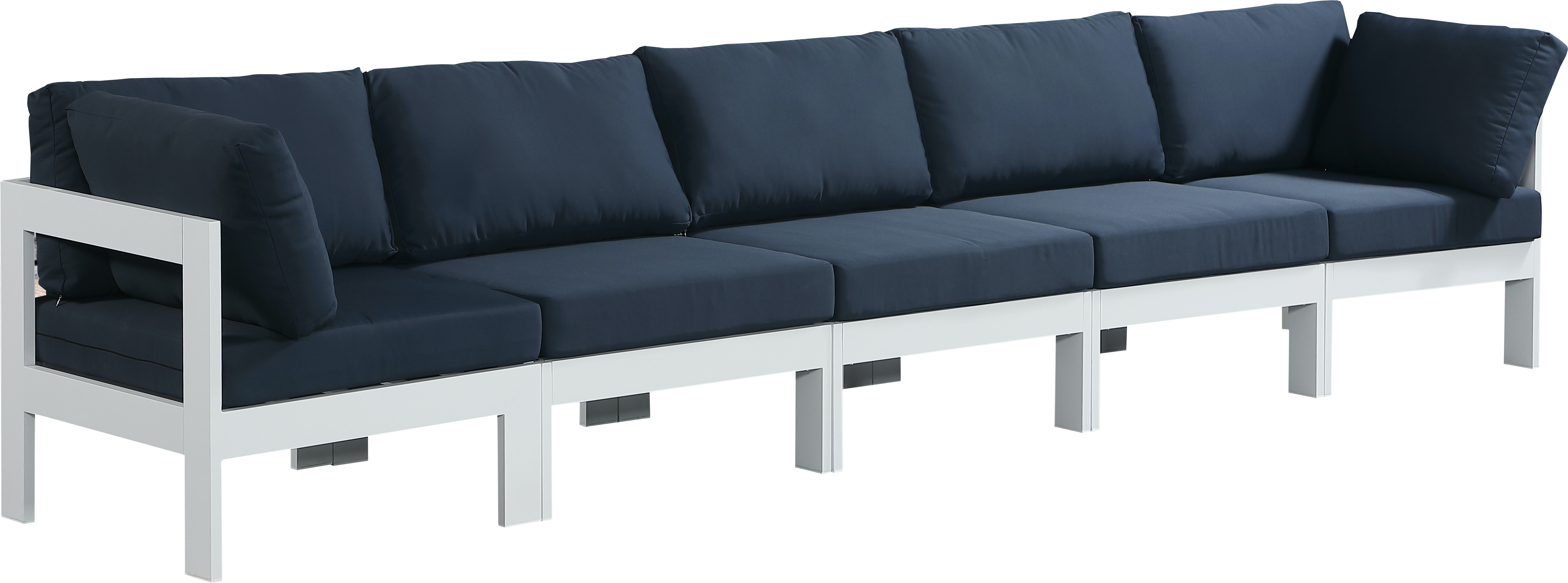 Meridian Furniture Nizuc Navy Fabric Outdoor Patio 5pc Modular Sofa