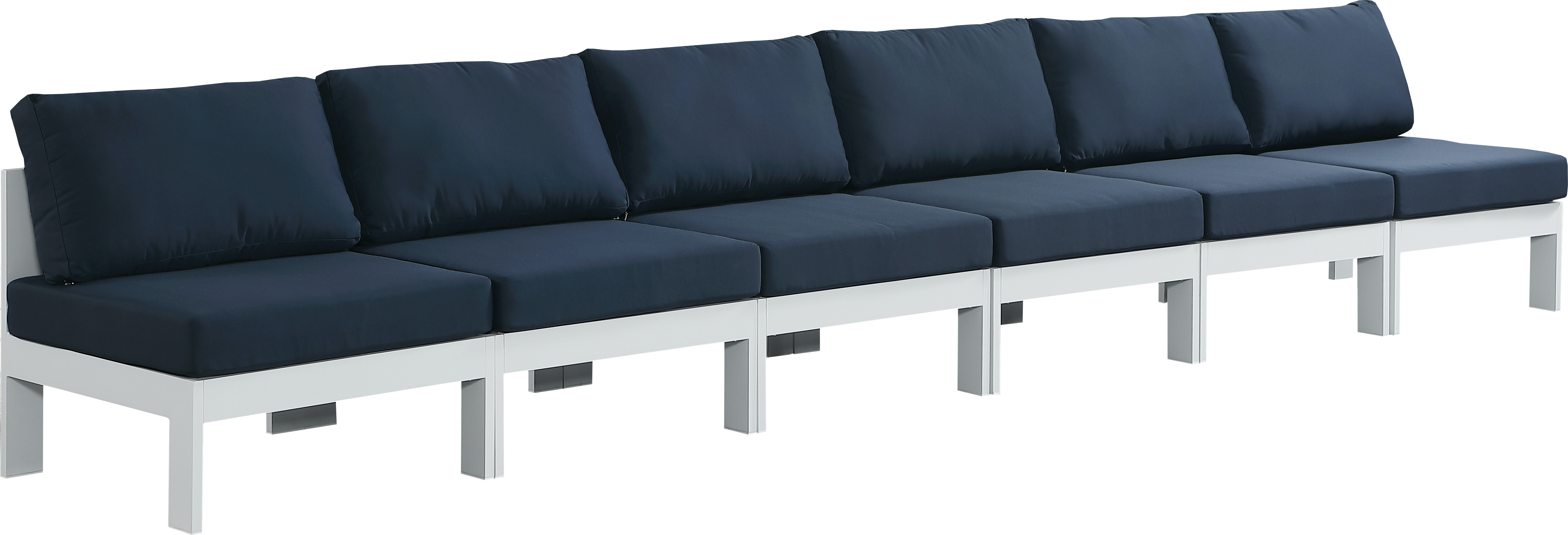 Meridian Furniture Nizuc Navy Fabric Outdoor 6pc Modular Armless Sofa