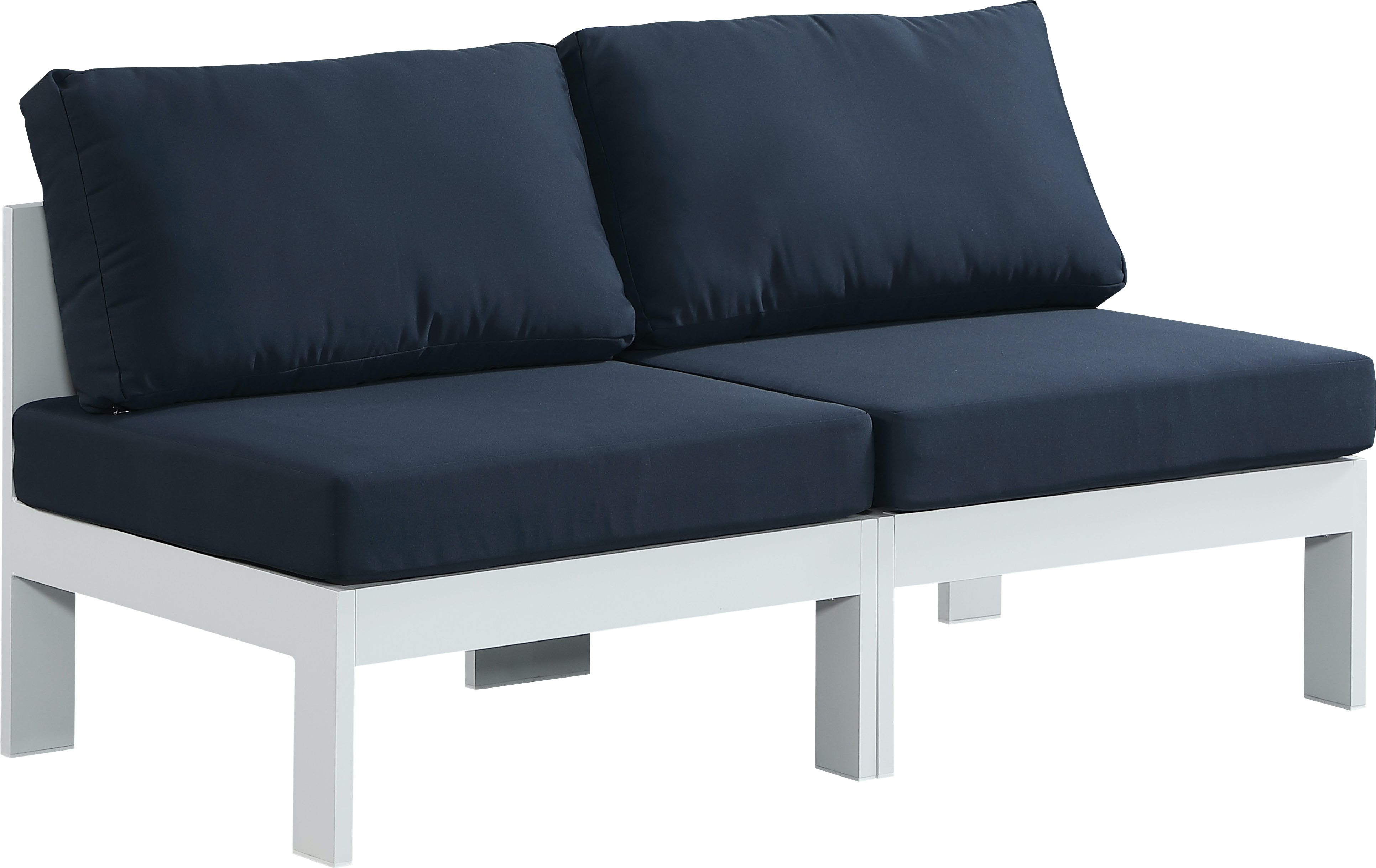 Meridian Furniture Nizuc Navy Fabric Outdoor 2pc Modular Armless Sofa