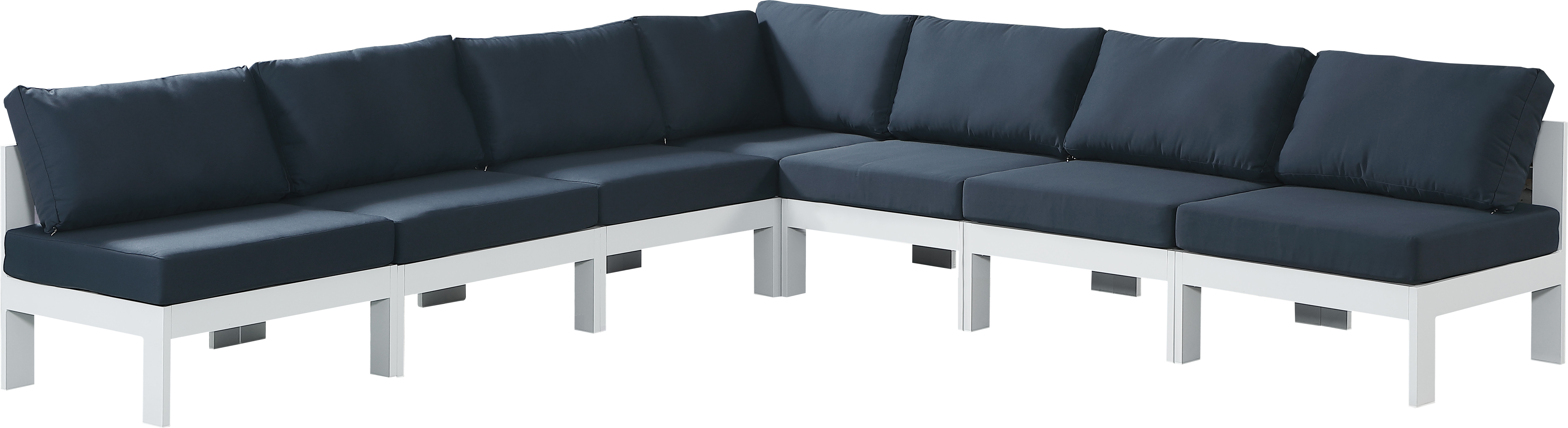 Meridian Furniture Nizuc Navy Fabric Outdoor Patio Modular 7pc Sectional