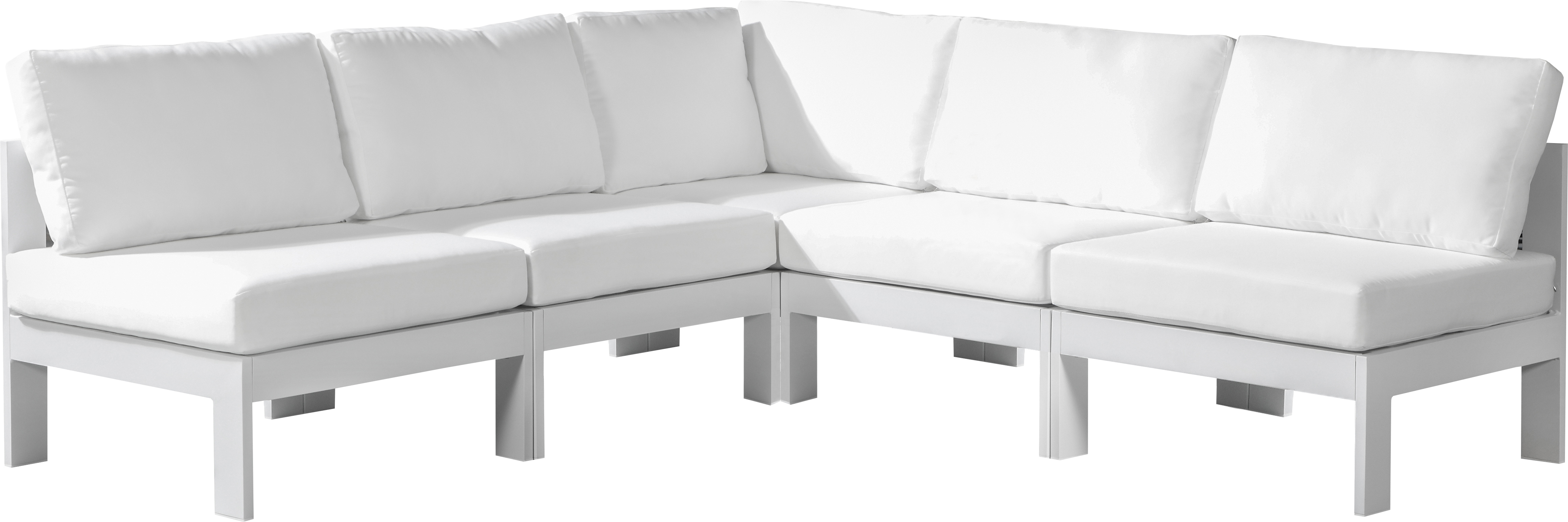 Meridian Furniture Nizuc White Fabric Outdoor Patio Modular 5pc Sectional