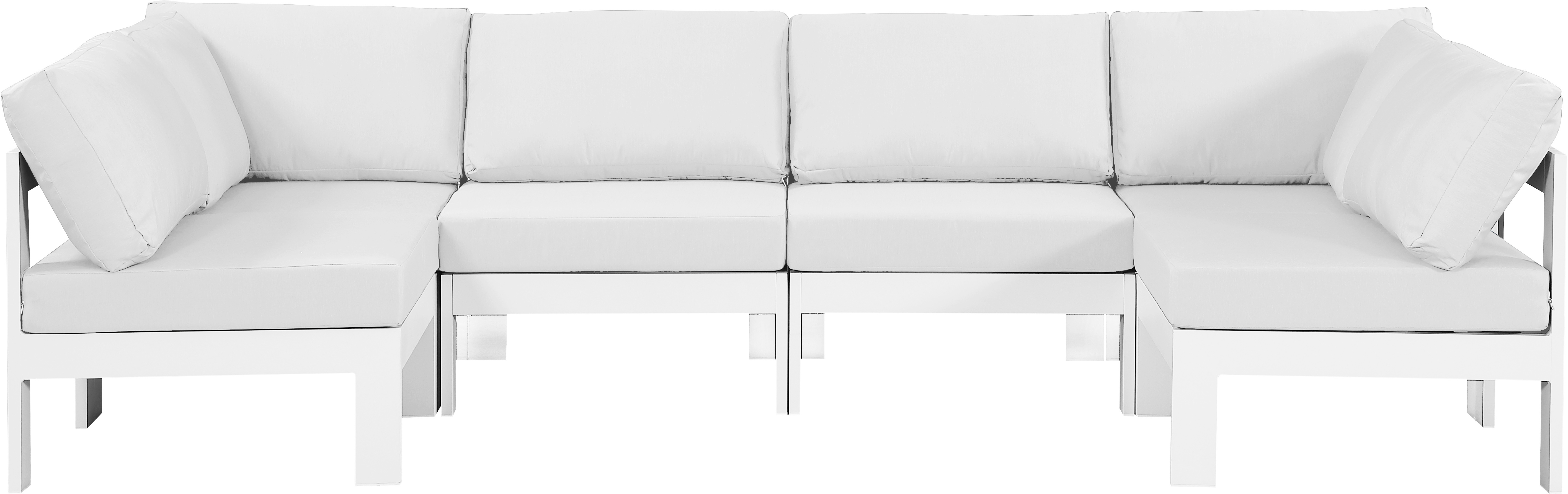 Meridian Furniture Nizuc White Fabric Outdoor Patio Modular 6pc Sectional