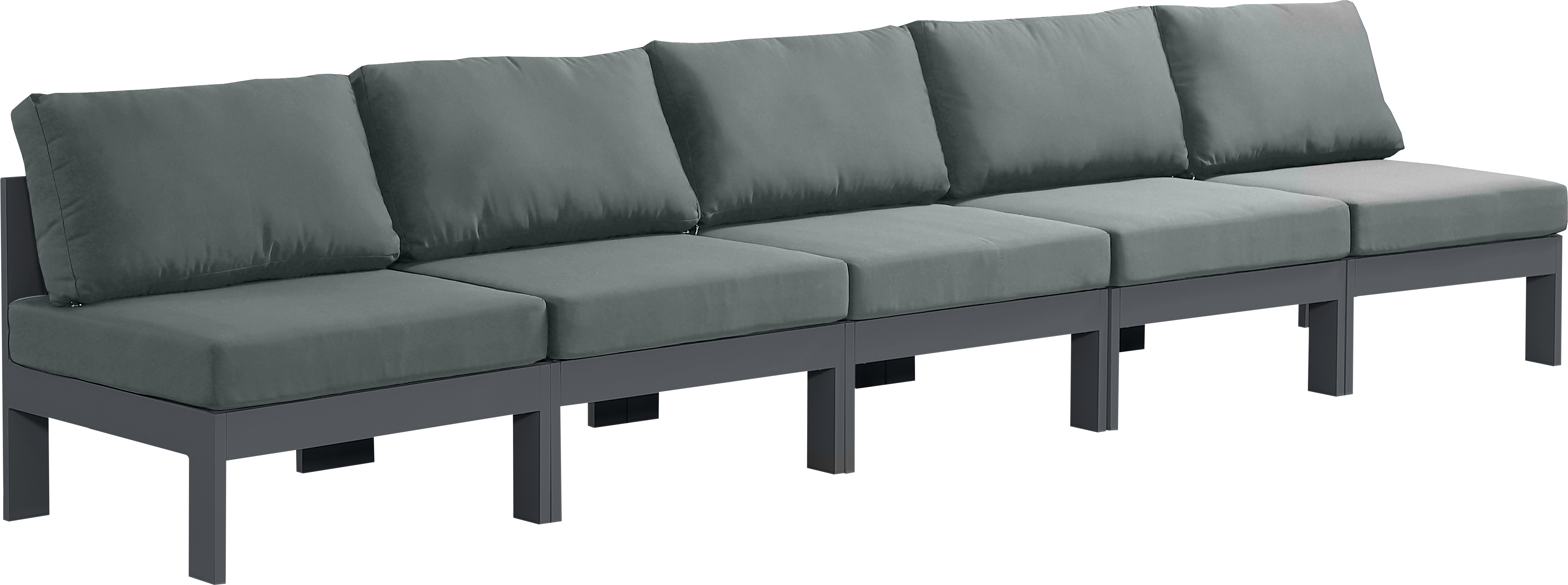 Meridian Furniture Nizuc Grey Outdoor 4pc Modular Armless Sofa